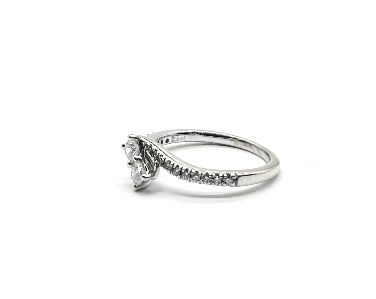 White Gold Eternity Diamond Bypass Ring for Women - 14K Solid Gold Wedding Band, Anniversary Gift, Bridal Jewelry - Perfect for Engagement, Proposal & Special Occasions
