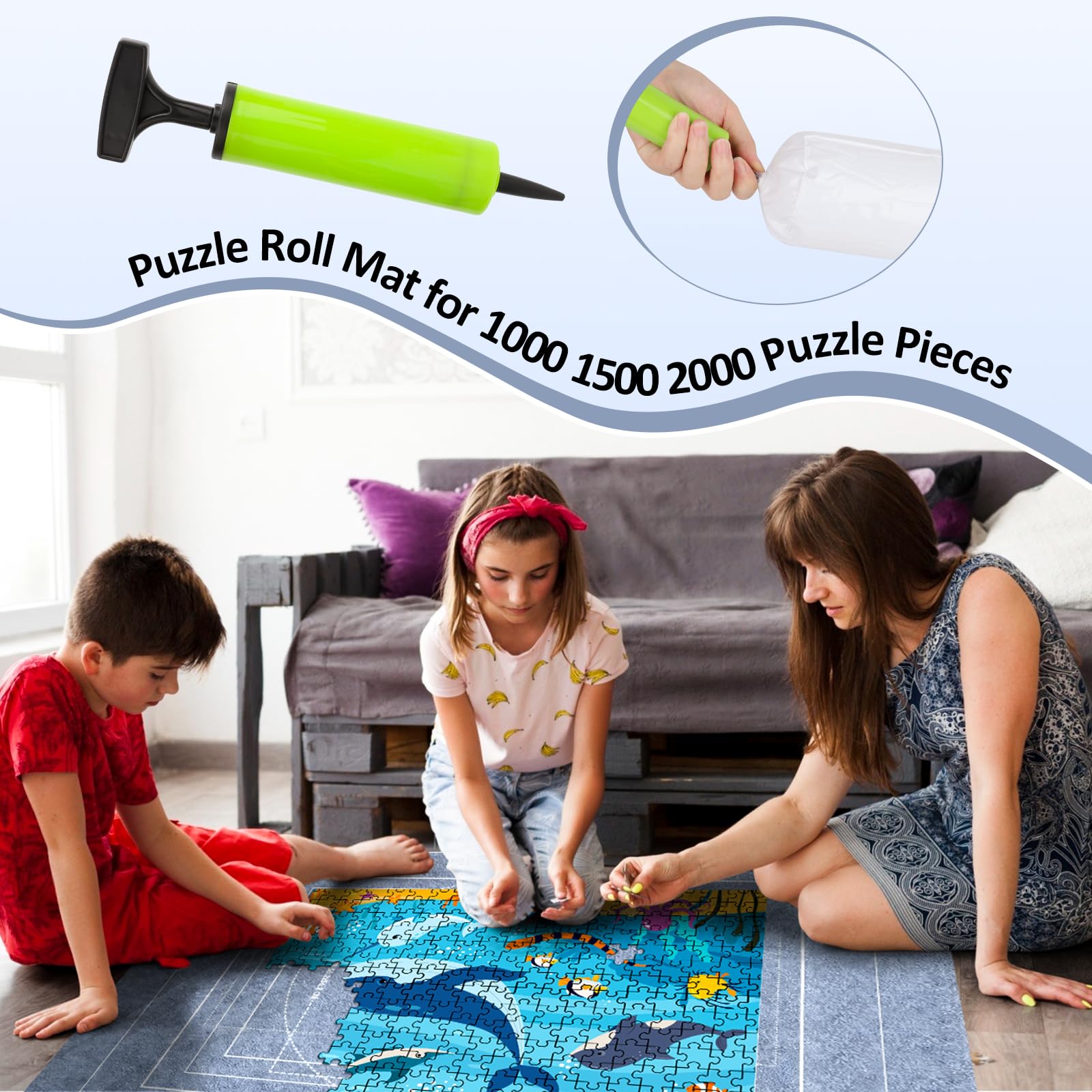 VFANDV Puzzle Mat Roll-Up Storage for 1000 1500 2000 Piece Puzzles - Portable Felt Puzzle Mat with 4 Sorting Trays for Adults & Kids - Perfect for Home, Travel, and Puzzle Organization