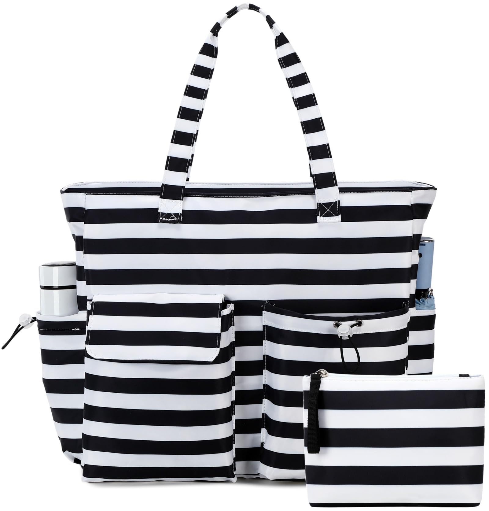 LEDAOU Large Waterproof Beach Tote Bag for Women - Sandproof Zippered Pool & Gym Bag with Wet Pocket - Perfect for Travel, Grocery Shopping & Beach Outings