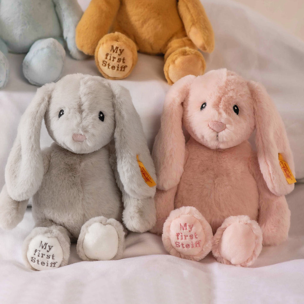Steiff My First Steiff Hoppie Pink Rabbit Plush Toy - Soft Stuffed Animal for Babies & Toddlers | Perfect Nursery Gift, First Birthday Present & Cuddly Companion