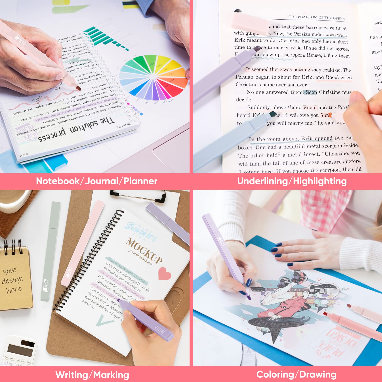 Pastel Highlighters No Bleed - Soft Chisel Tip for Bible Study & Journaling