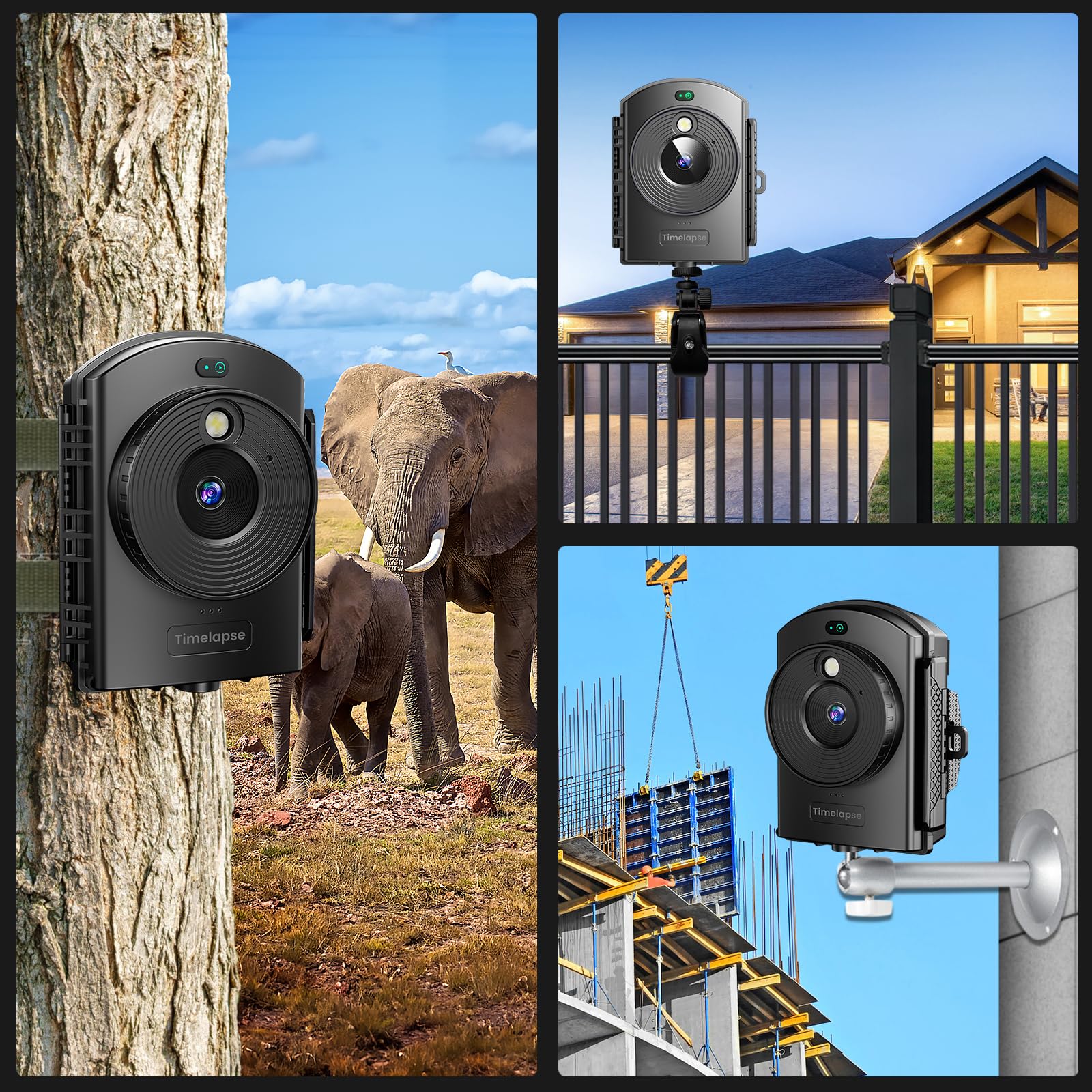 Outdoor Construction Time Lapse Camera with Infrared Positioning & LED Light - 180 Days Continuous Shooting, 1080P HD Video & Photos for Cooking, Plant Growth, Art Drawing, Landscape Photography (64GB) - Perfect for Construction Monitoring, DIY Projects, and Nature Observation