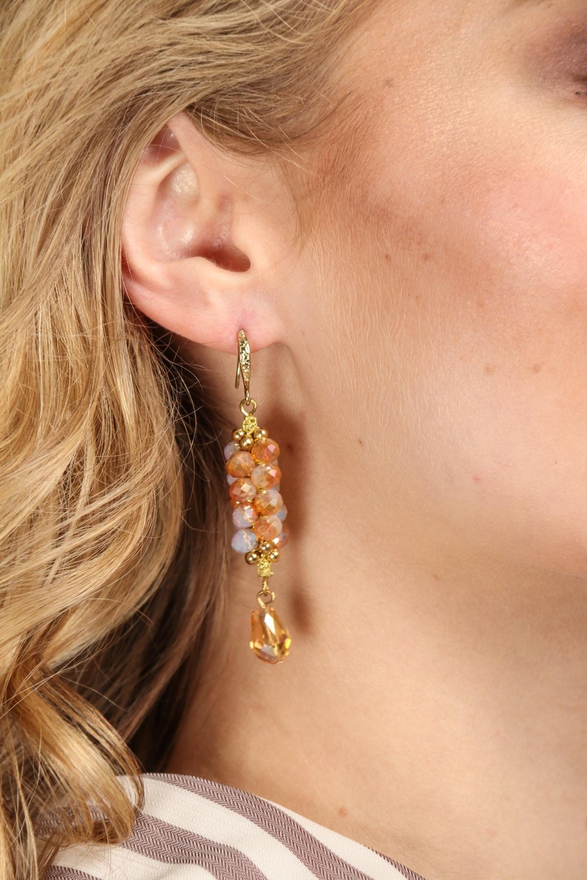 Elegant Cluster Bead Dangle Drop Earrings for Women - Boho Chic Handmade Jewelry - Perfect for Parties, Weddings & Date Nights