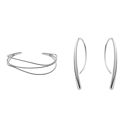 Skagen Women's Bracelet & Earring Set - Stainless Steel Minimalist Jewelry for Everyday Wear | SKJ1124040 Bracelet & SKJ1057040 Earrings | Perfect for Office, Date Night & Gifts