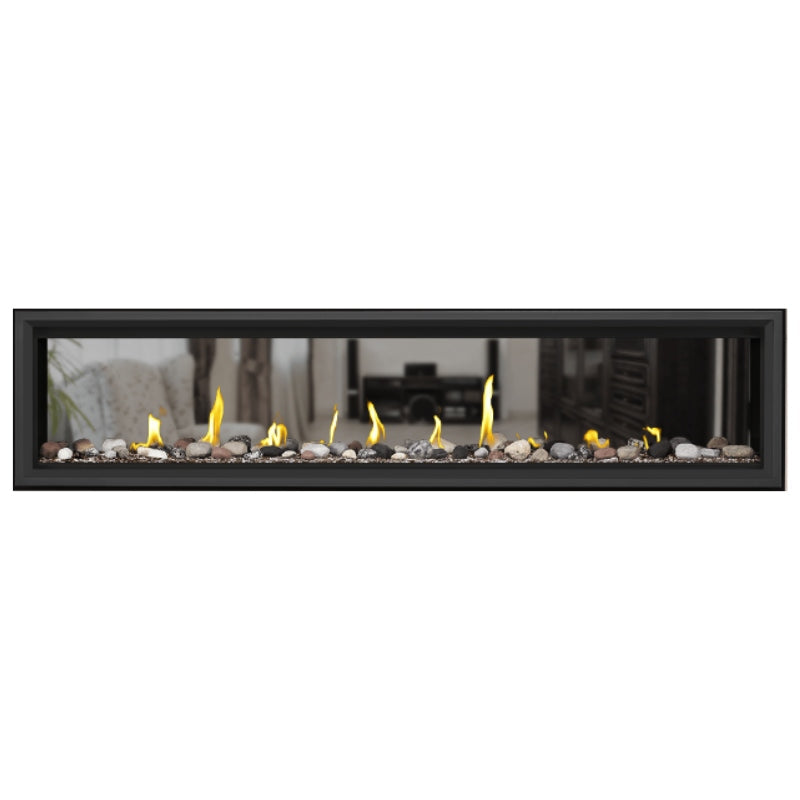 Napoleon Vector 74 See-Through Linear Direct Vent Gas Fireplace - LV74N2 | Modern Home Heating & Cozy Living Room Ambiance