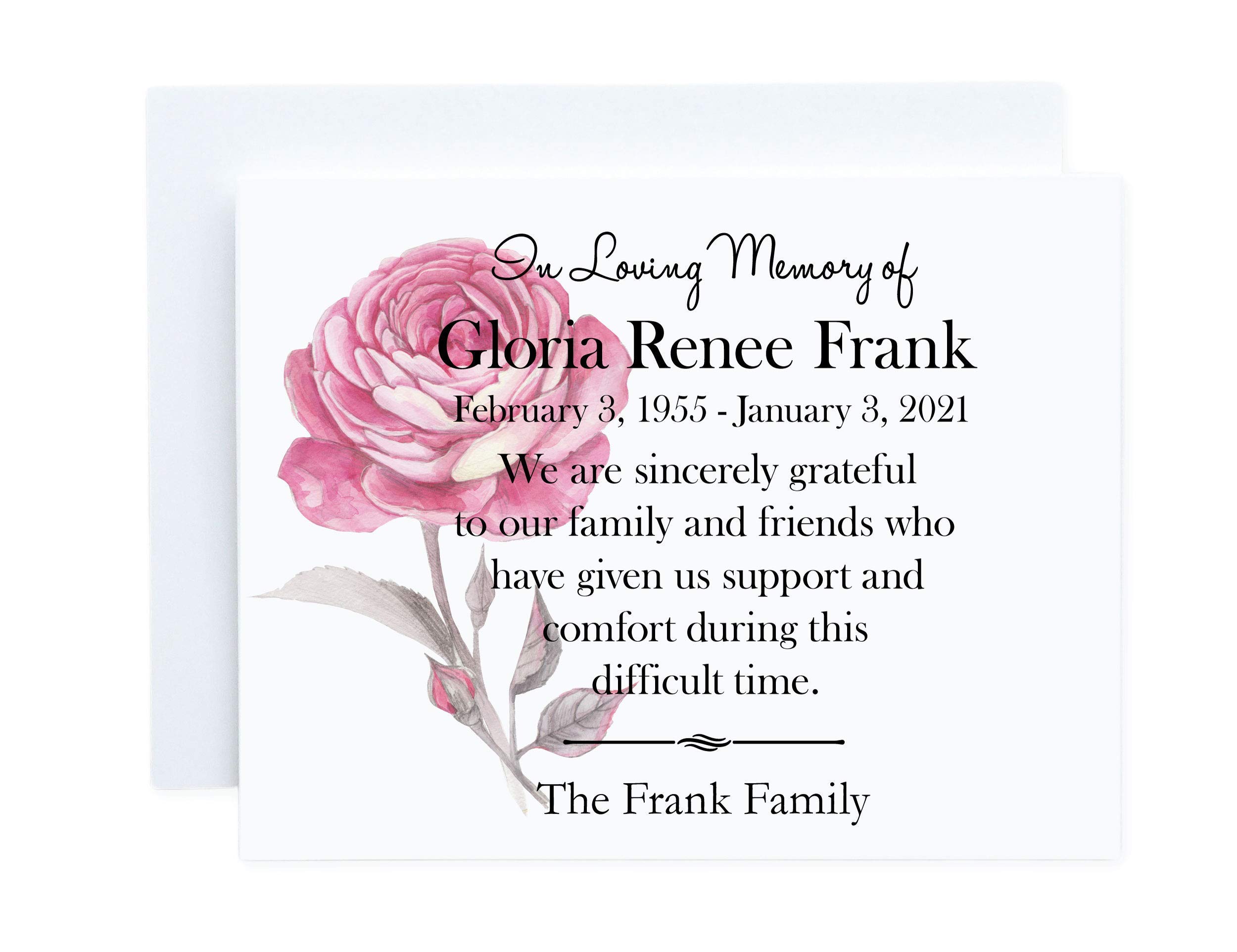 Customized Personalized Funeral Thank You Cards with Envelopes - A2 Folded Sympathy Cards for Bereavement (Ivory/White, Choose Quantity) | Perfect for Sending Gratitude After Memorial Services & Funerals