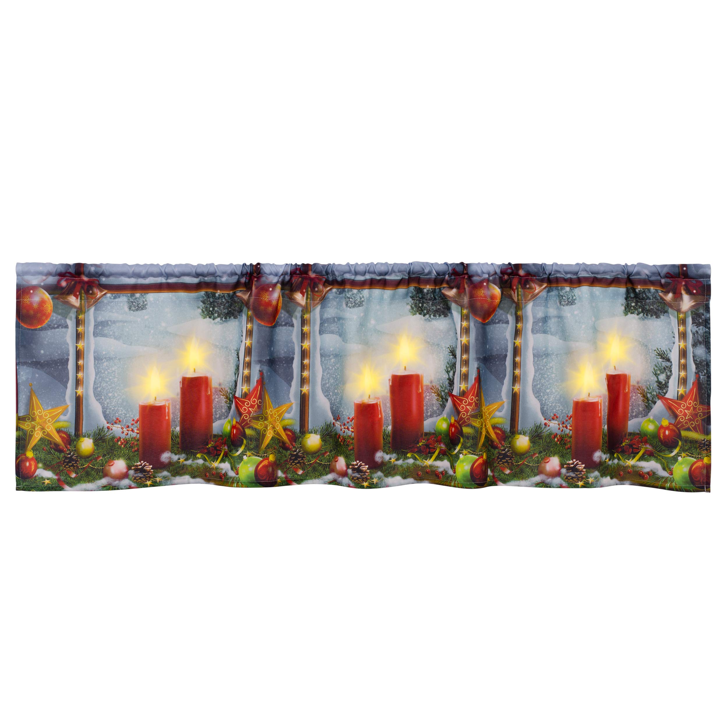 Violet Linen Glories LED Christmas Window Valance with Candles Design - 15