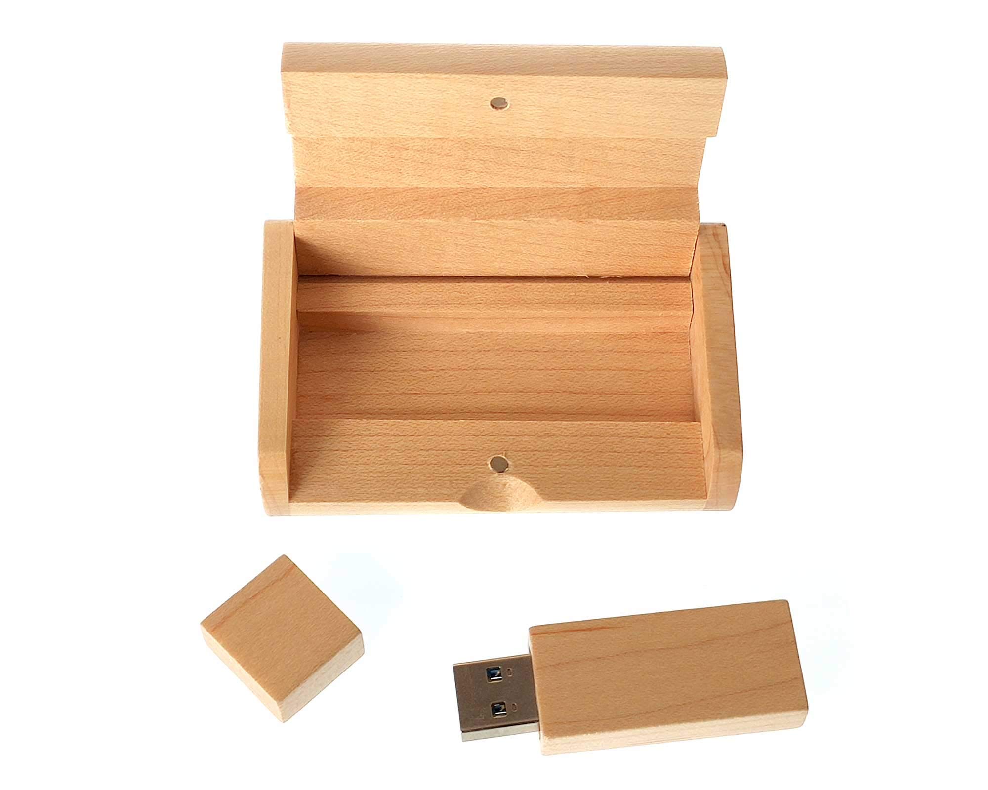 Personalized Engraved 32GB USB Flash Drive in Maple Wood Gift Box - Perfect for Corporate Gifts, Wedding Favors & Business Presentations