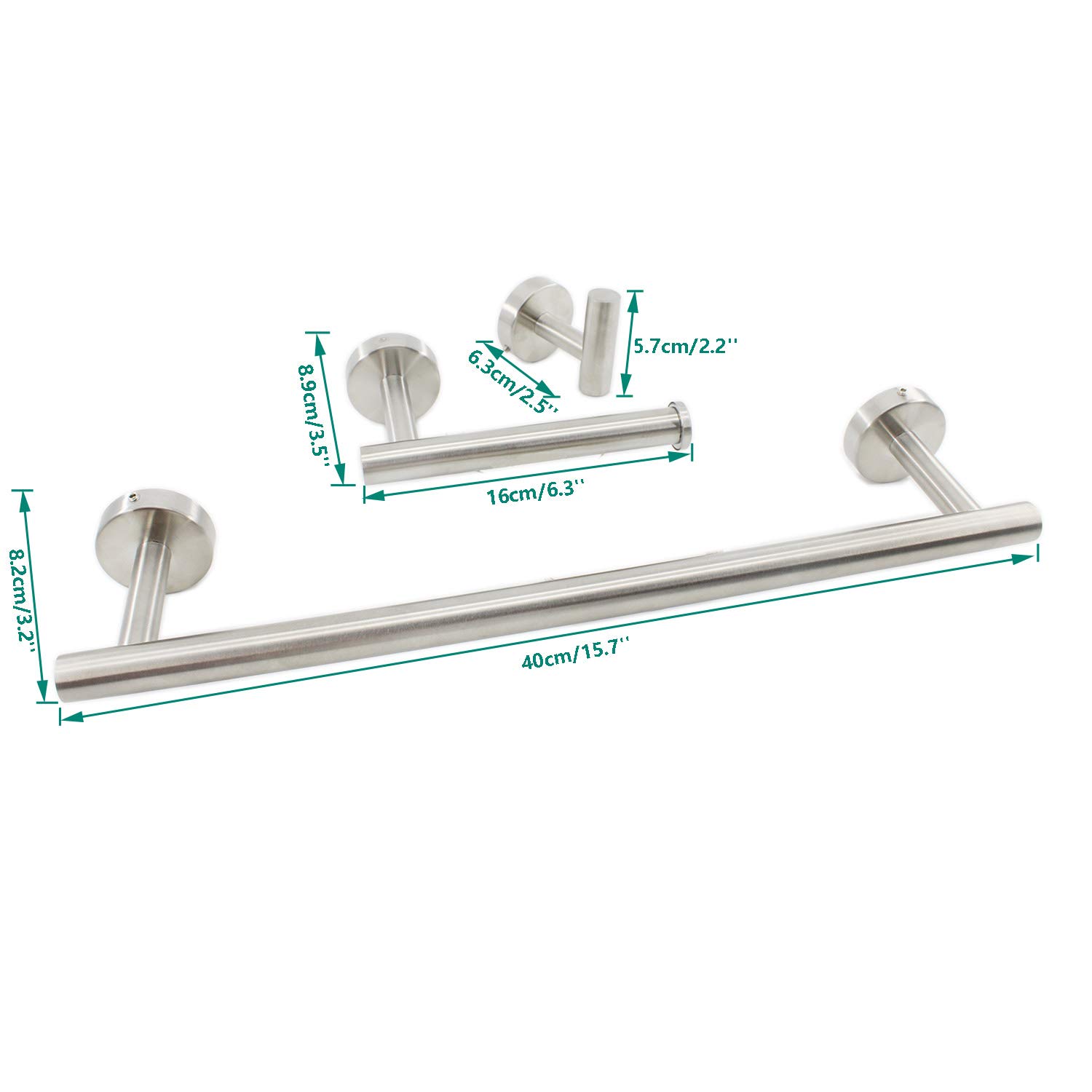 ULIFESTAR 16 Inch Stainless Steel Bathroom Hardware Set - 3 Piece Wall Mounted Towel Bar Rack, Toilet Paper Holder & Robe Hook - Heavy Duty Silver Bathroom Accessories for Towels & Storage - Perfect for Modern Bathrooms & Spa Style Decor