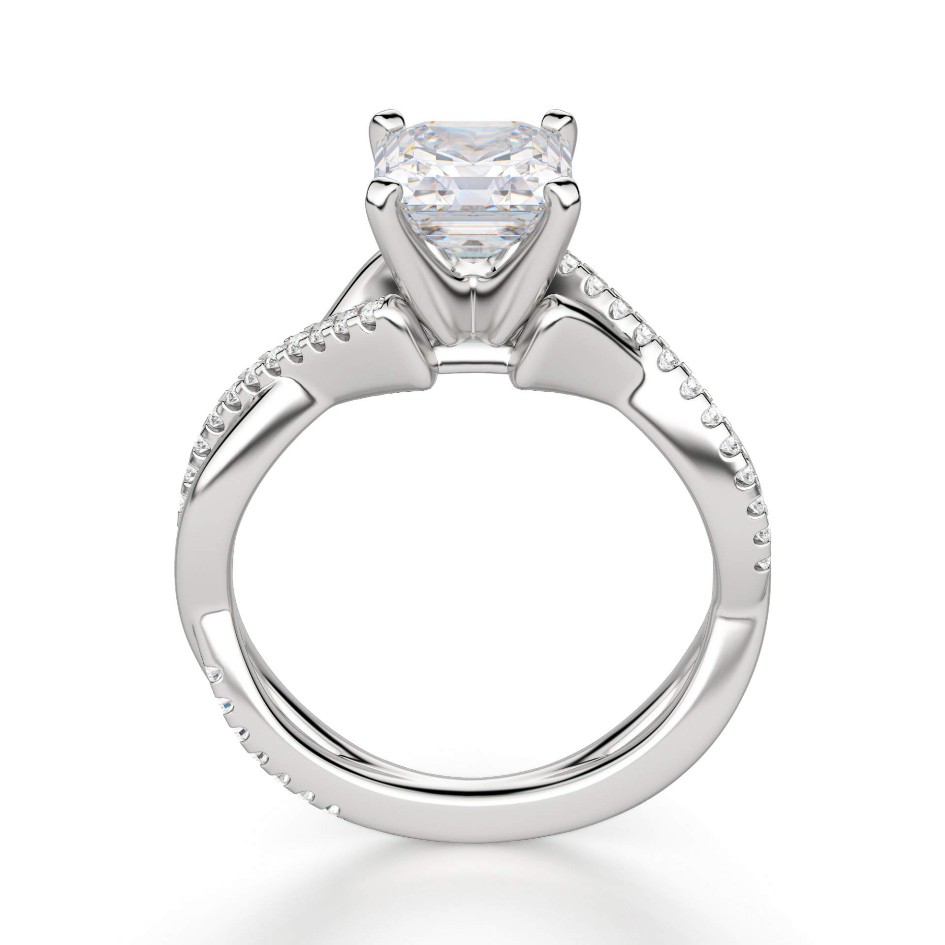 3CT Asscher Cut VVS1 Moissanite Engagement Ring for Women - 925 Sterling Silver Halo Solitaire Wedding Ring with Twisted Accent - Perfect for Proposals, Anniversaries & Special Occasions