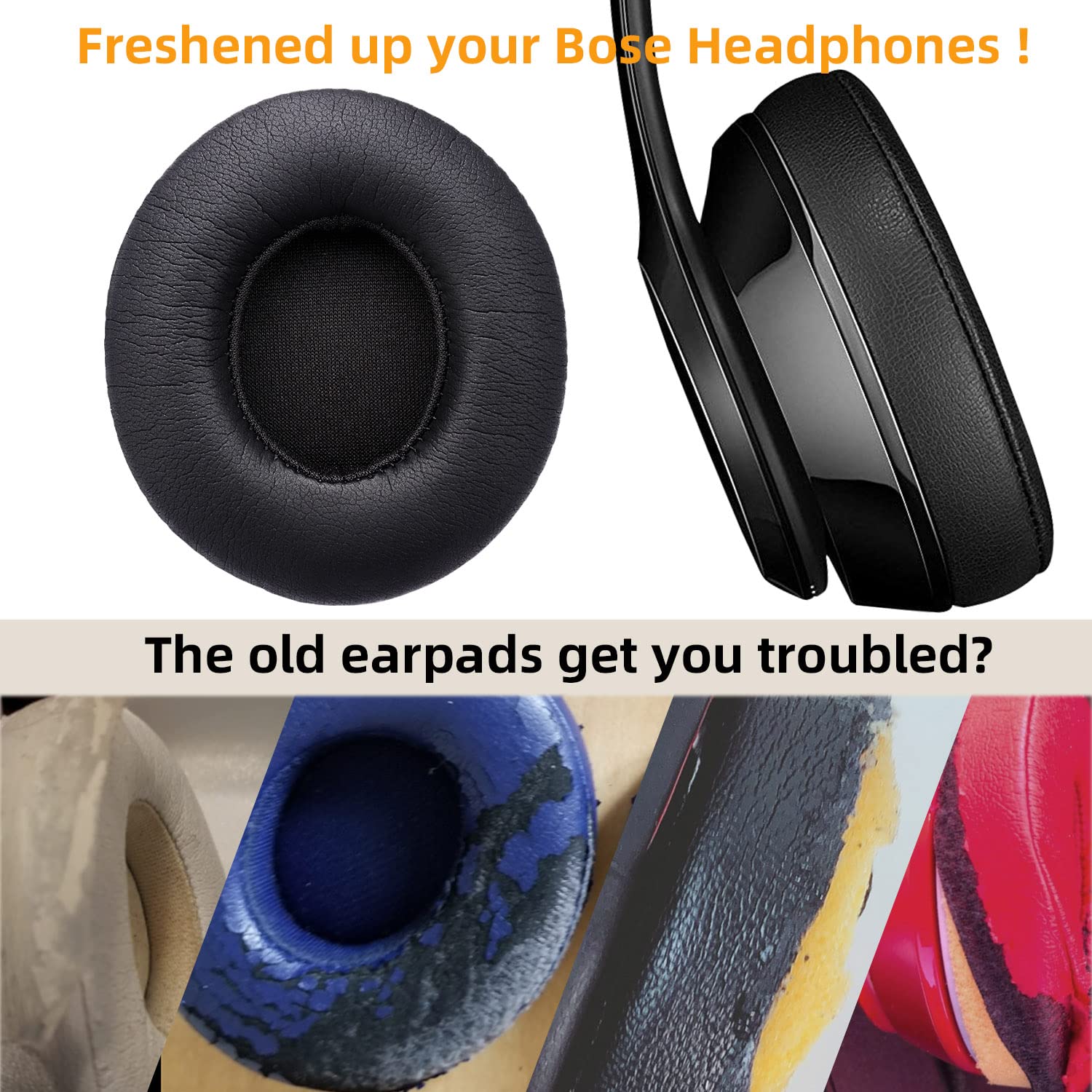 YOCOWOCO Replacement Ear Pads for Beats Solo 2 & Solo 3 Wireless Headphones - Soft Leather Memory Foam Cushions (Black) | Comfortable Headphone Accessories for Work, Travel & Gaming