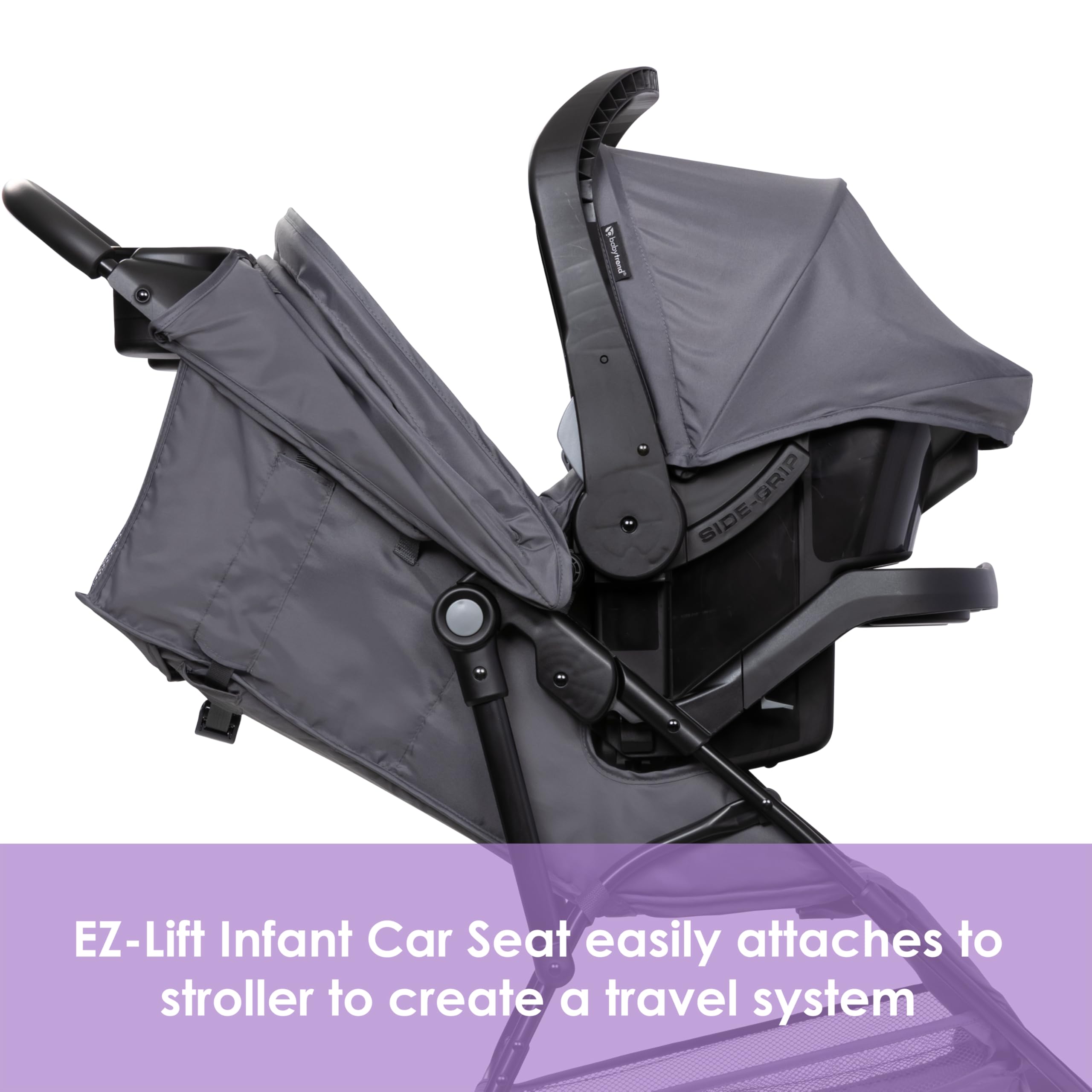 Baby Trend Venture 3-Wheel Stroller Travel System - Lightweight Compact Stroller with Car Seat Compatibility, Adjustable Canopy & Storage Basket, Stellar Grey - Perfect for Newborns, Toddlers & Traveling Families