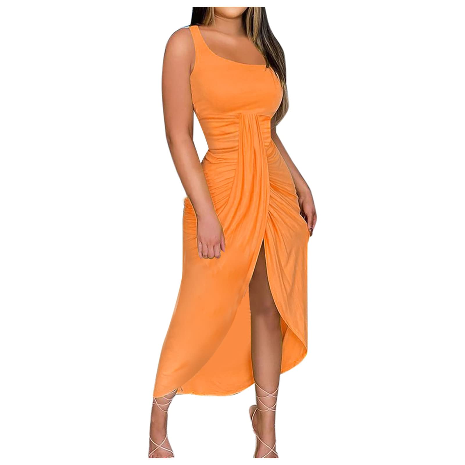 Sexy High Low Dress for Women - One Shoulder High Slit Summer Sundress, Beach Cover Up & Party Long Dress | Perfect for Beach Vacations, Cocktail Parties & Date Nights