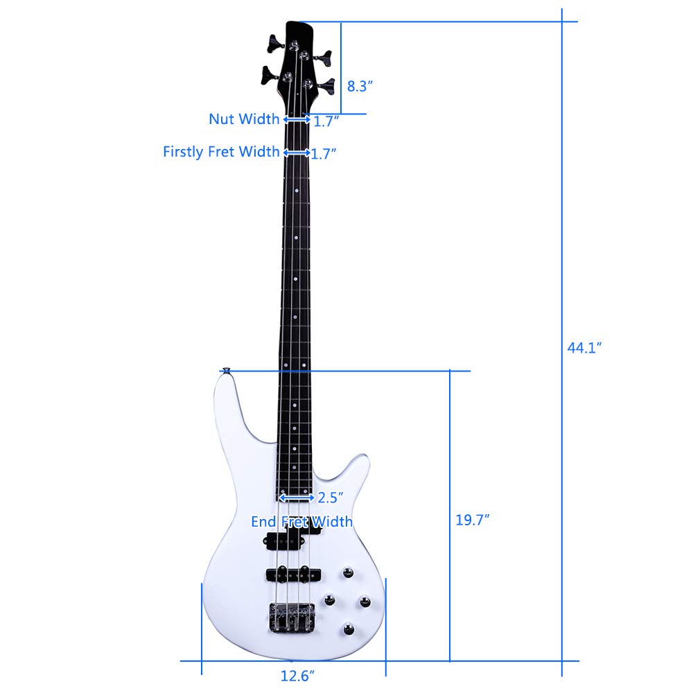 Premium IB Bass Guitar with Power Line & Wrench Tool - Stylish White Finish for Professional Musicians & Live Performances