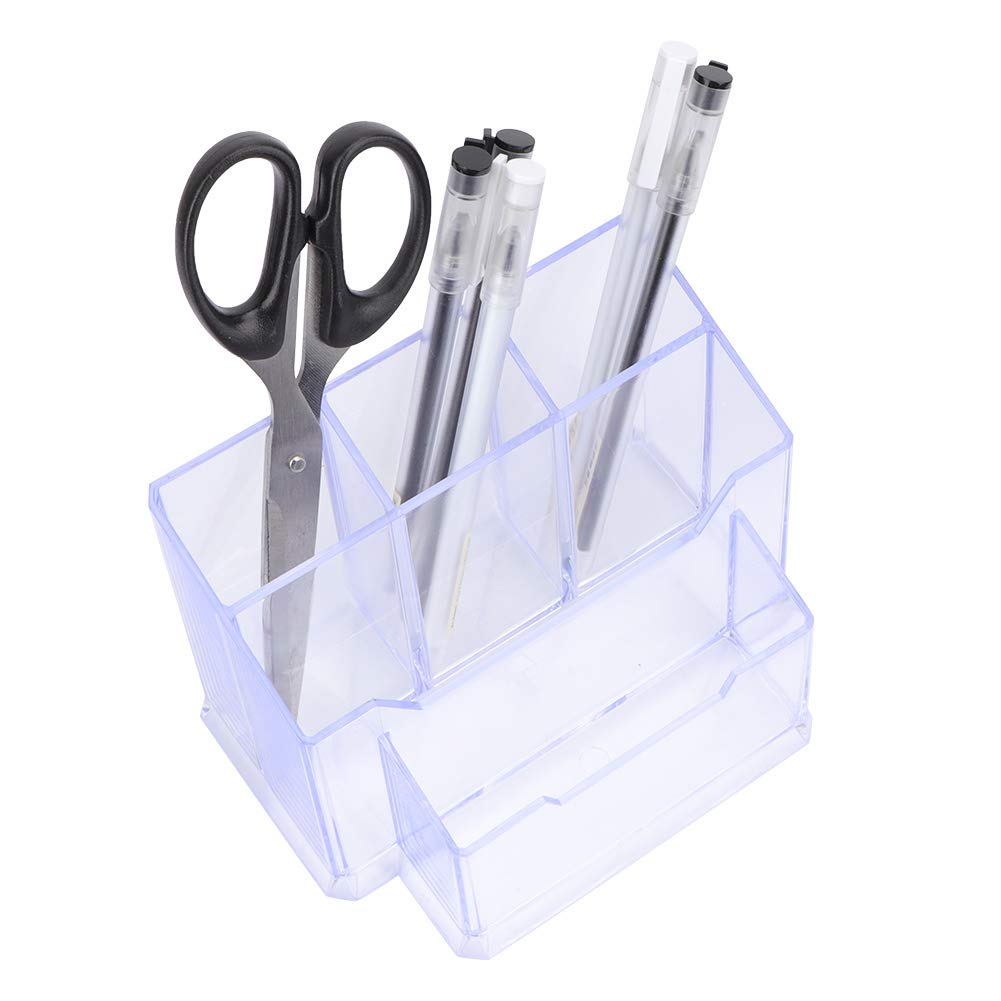 Space Saving Multi-Function Clear Pen Holder Organizer - Desktop Stationery Storage for Home Office, School & Study | Perfect for Desk Organization & Workspace Accessories
