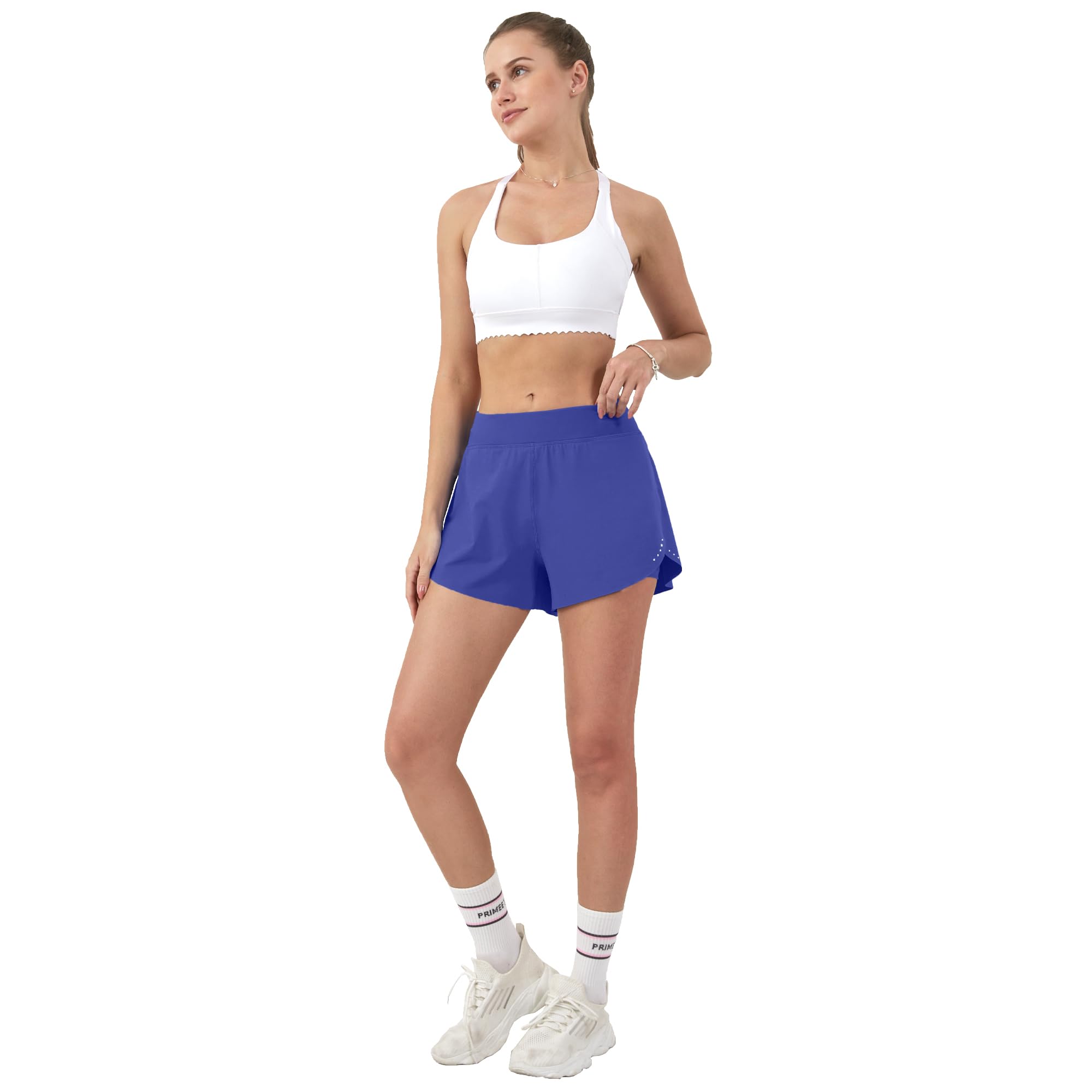 Aurefin Women's 2-in-1 High Waist Running Shorts - Lightweight Athletic Yoga Gym Shorts with Flowy Design for Workout & Lounge Wear | Perfect for Jogging, Yoga, Gym & Casual Outfits