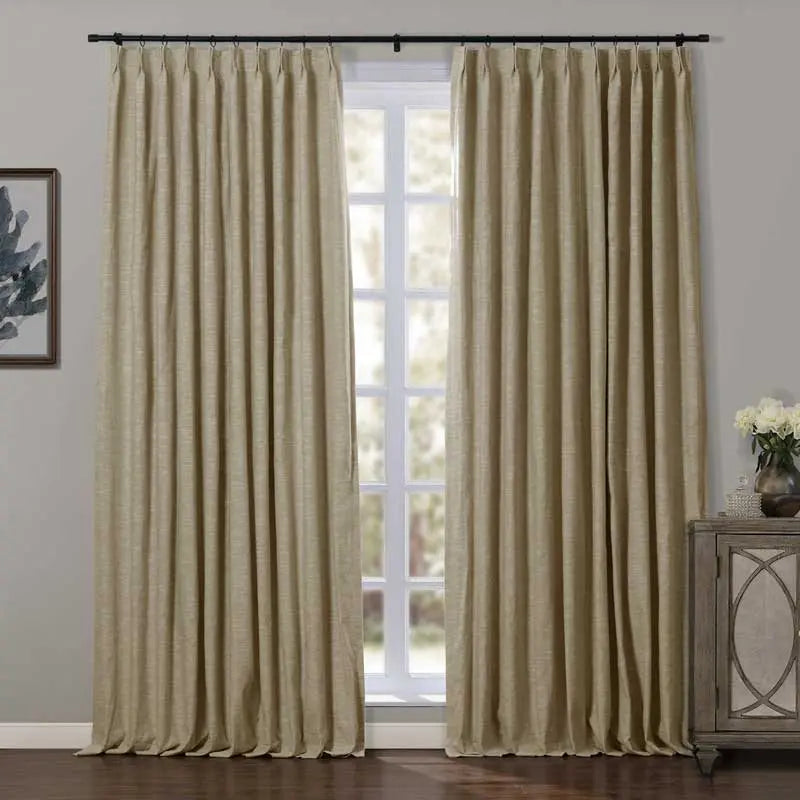 Luxury Linen Cotton Pleated Curtains - Blackout Drapes for Living Room & Bedroom - Elegant Home Decor Window Treatments