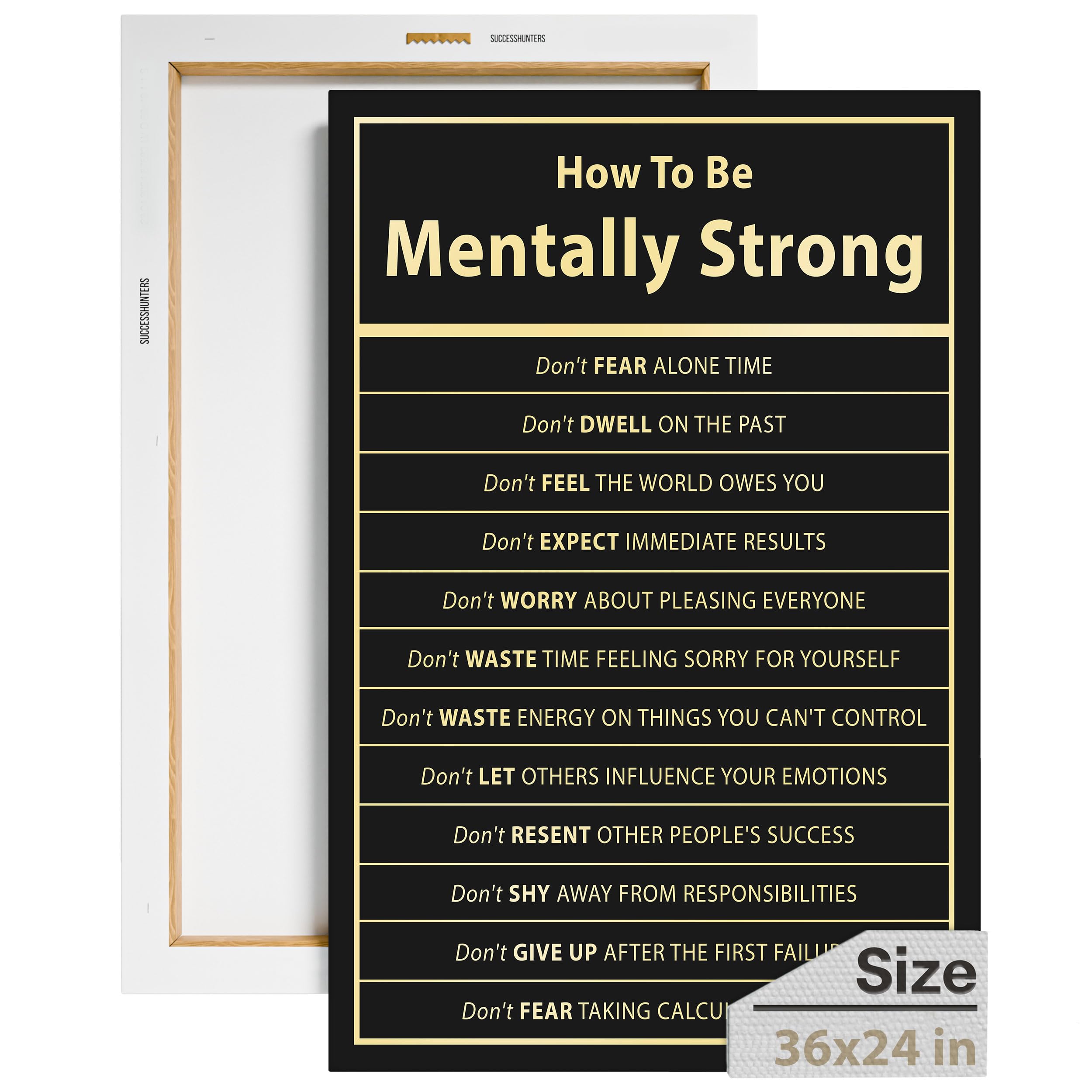 How to Be Mentally Strong - Motivational Wall Art for Office & Bedroom - 36x24 Inch Inspirational Quote Poster - Perfect for Home Decor, Workspace & Mental Wellness
