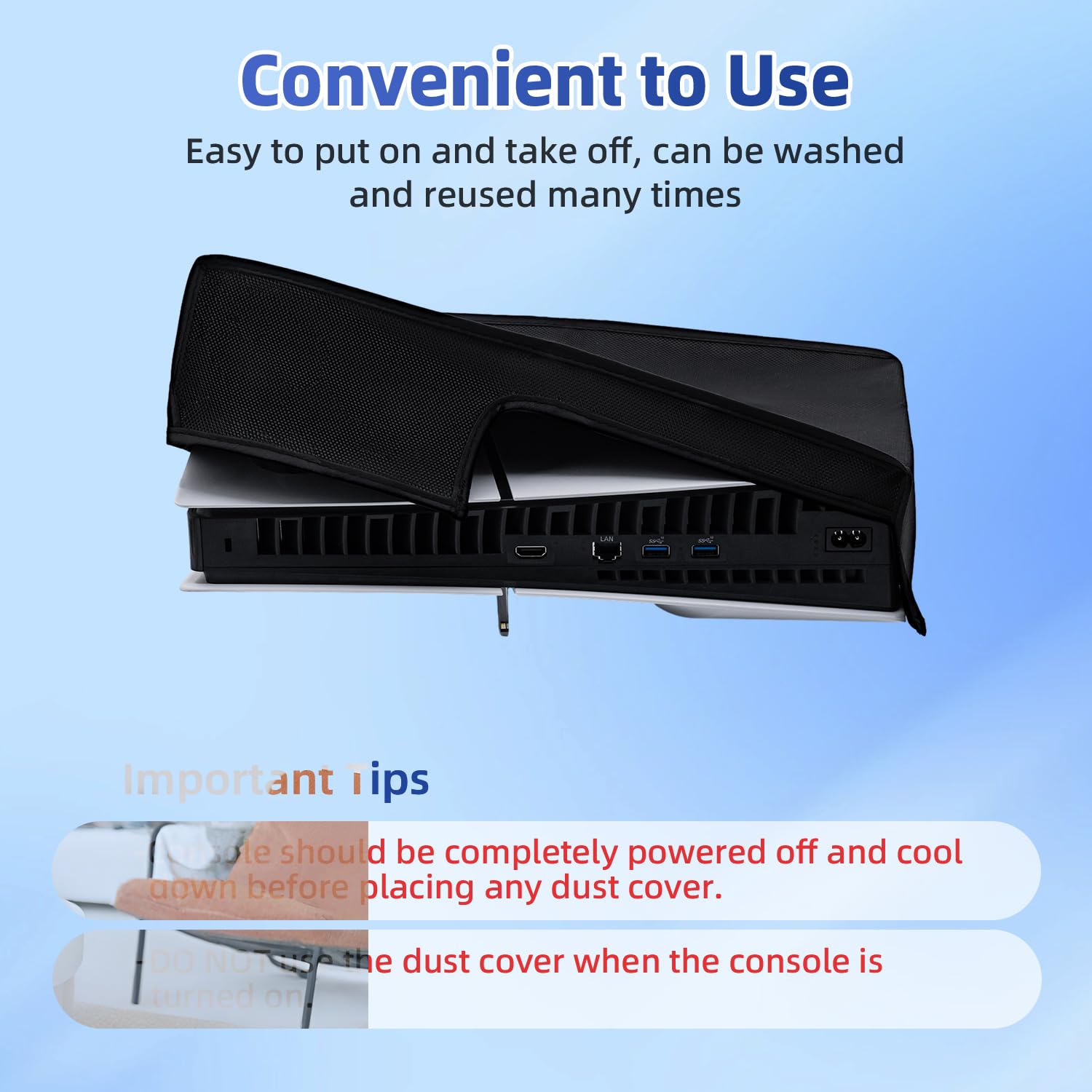 Tolesum Scratch-Resistant & Waterproof PS5 Slim Digital Edition & Disc Console Protective Cover - Horizontal, Black - Perfect for Gaming Setups & Travel Protection