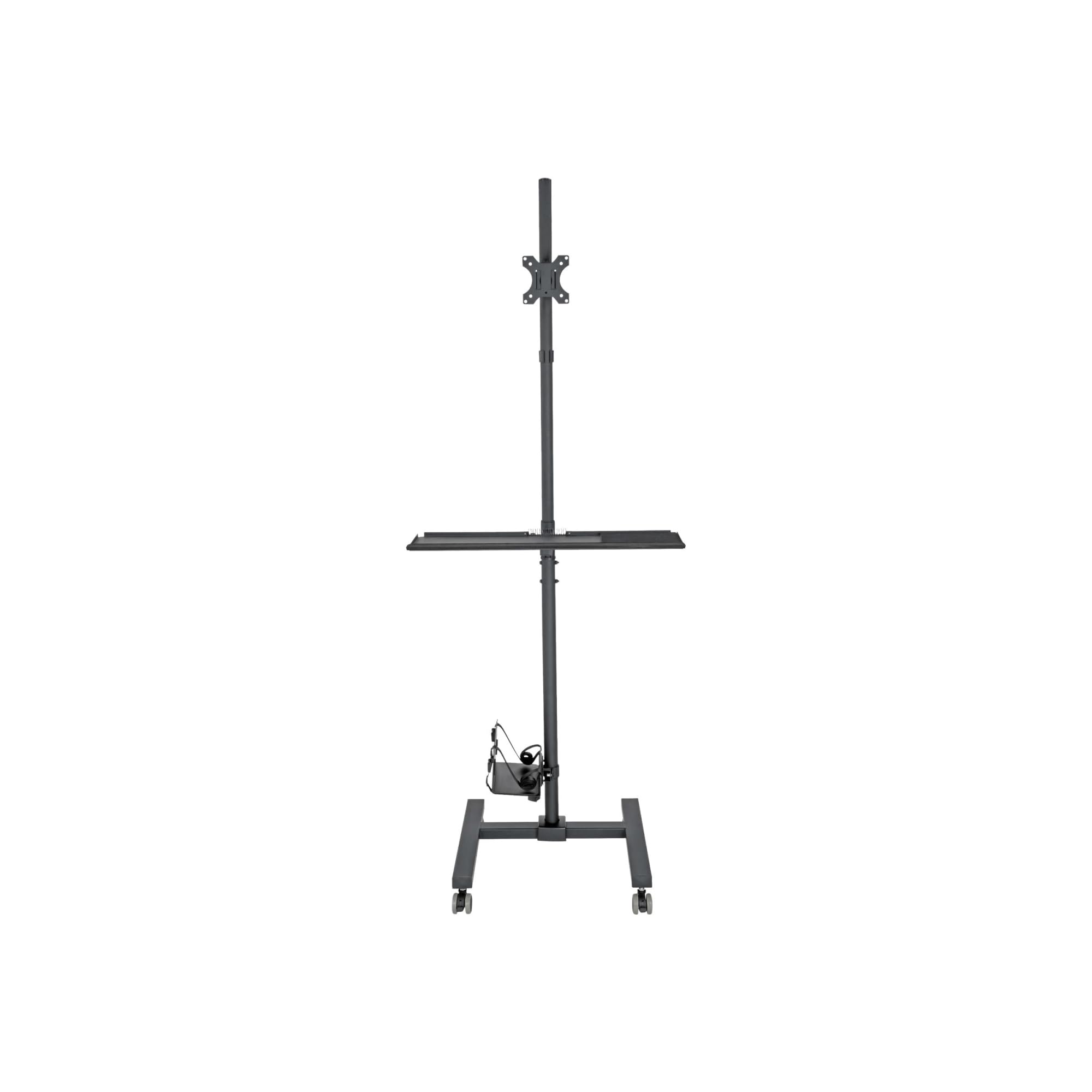 Tripp Lite DMCS1732S Mobile Workstation with Adjustable Monitor Mount for 17” to 32” Displays - Ergonomic Computer Stand with Keyboard Tray & Hand Rest - Black (5 Year Warranty) - Perfect for Home Office, Gaming Setup & Professional Workspaces