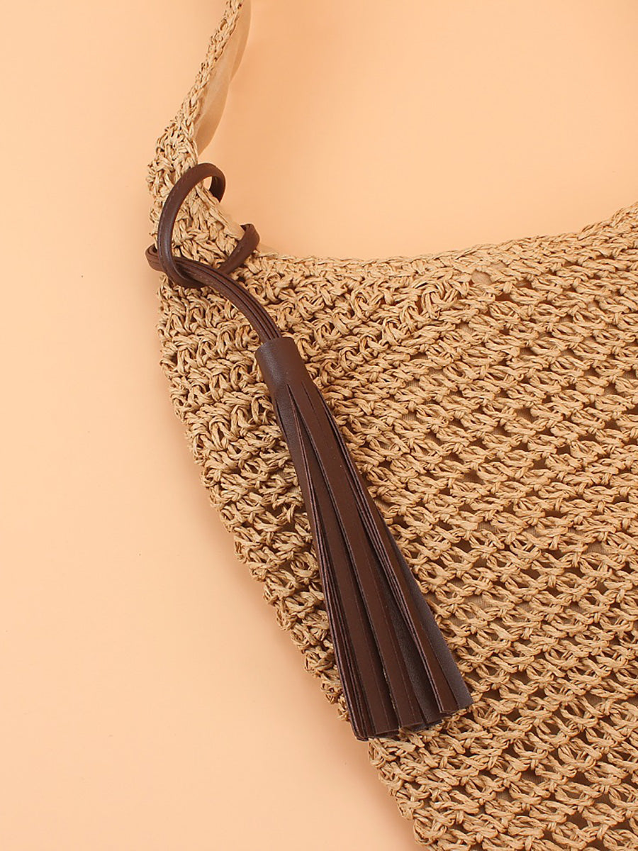 Stylish Large Straw Woven Shoulder Bag for Women - Summer Beach Tote with Roomy Interior | Perfect for Beach Outings, Picnics, and Shopping