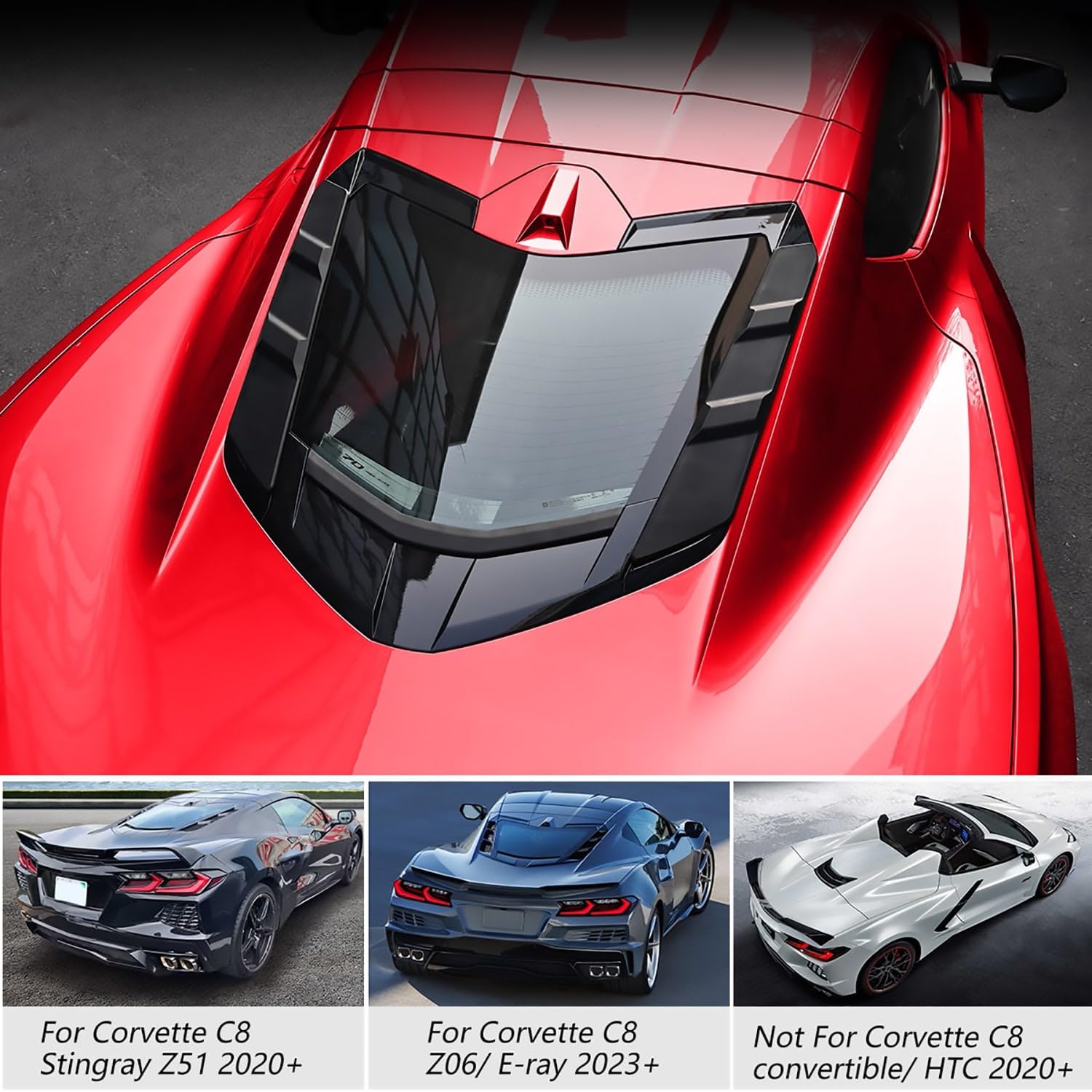 Corvette C8 Z51 Coupe & C8 Z06/E-Ray Rear Window Spoiler & Dry Bay Vent Blocks - Car Wash Protection & Engine Bay Air Vent Inserts (2020-2023 Models) - Perfect for Car Shows, Track Days & Daily Driving Protection