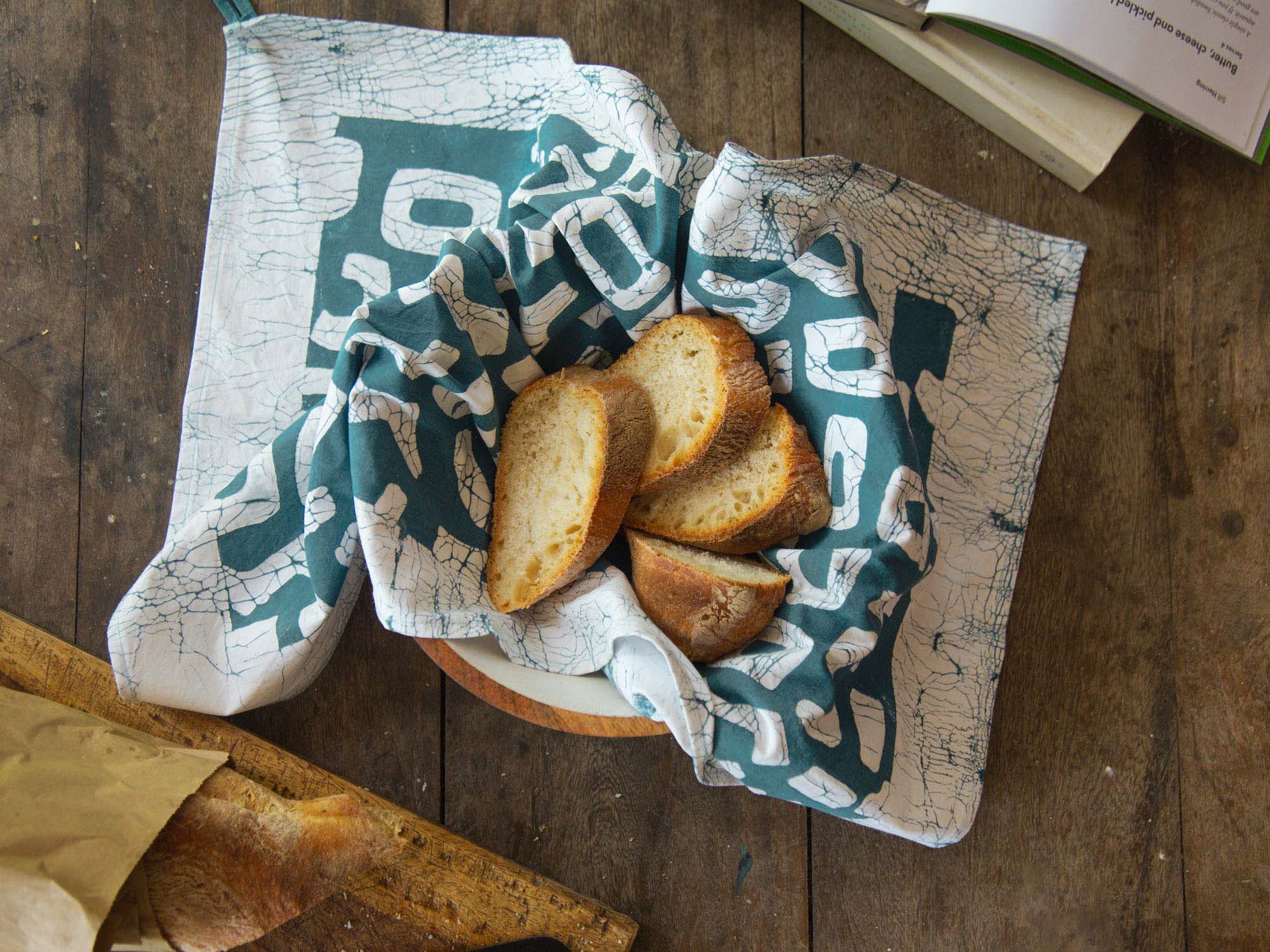 Premium Kuba Blues Filled Teal Tea Towel - 100% Cotton Absorbent Kitchen Towel for Dishes, Drying Hands & Decor - Perfect for Farmhouse, Rustic & Boho Home Decor