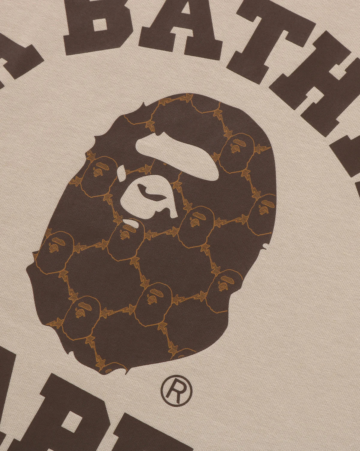 Bape College Monogram Tee - Beige Brown Streetwear T-Shirt for Men | Casual Wear & Urban Fashion Outfit