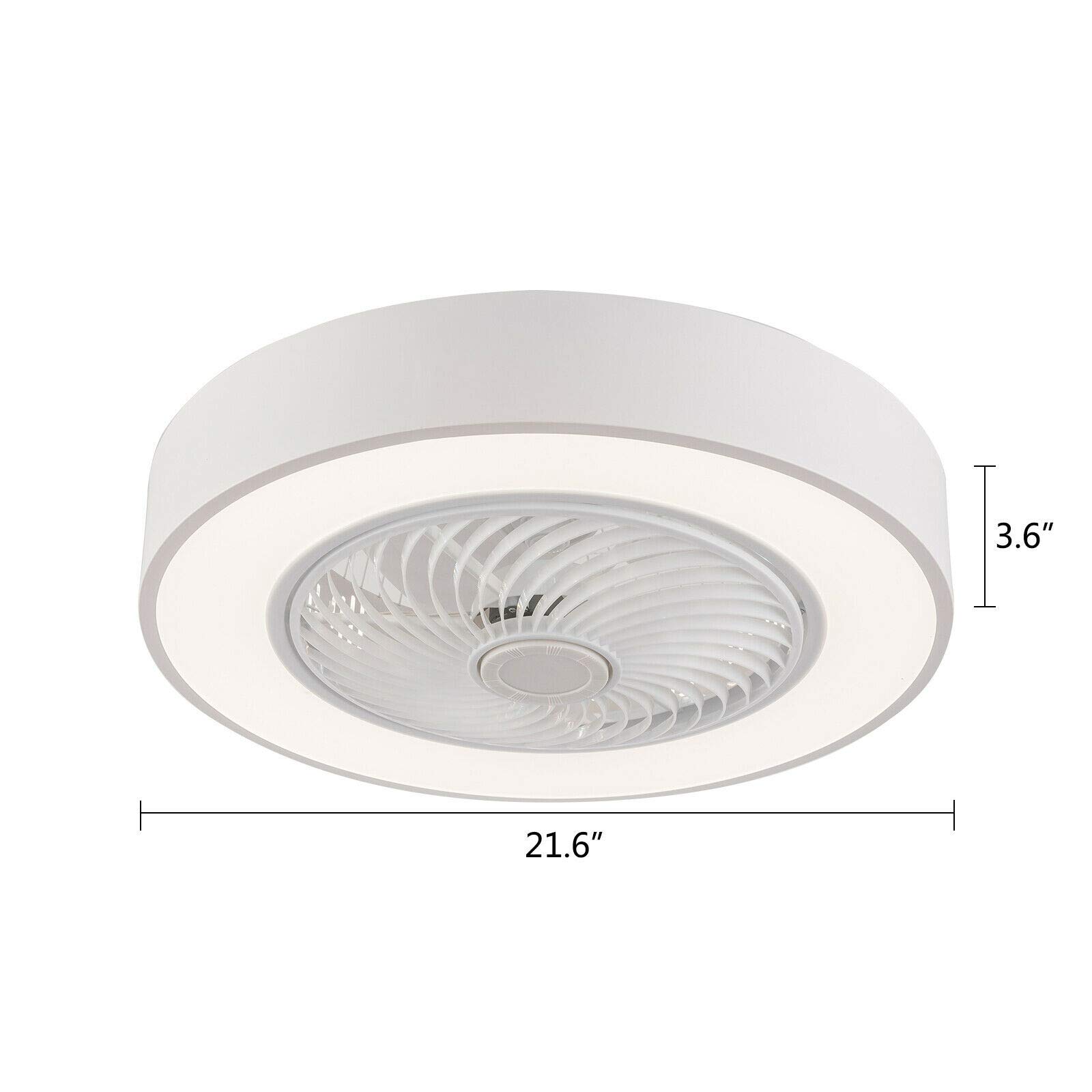 Modern 3-Speed LED Ceiling Fan with Light - Remote Control, 3 Color Options, Metal Shell & Acrylic Lampshade - Semi-Flush Mount Round Design for Bedroom, Living Room, Office - White | Energy Efficient Cooling & Stylish Lighting Solution for Home & Workspaces