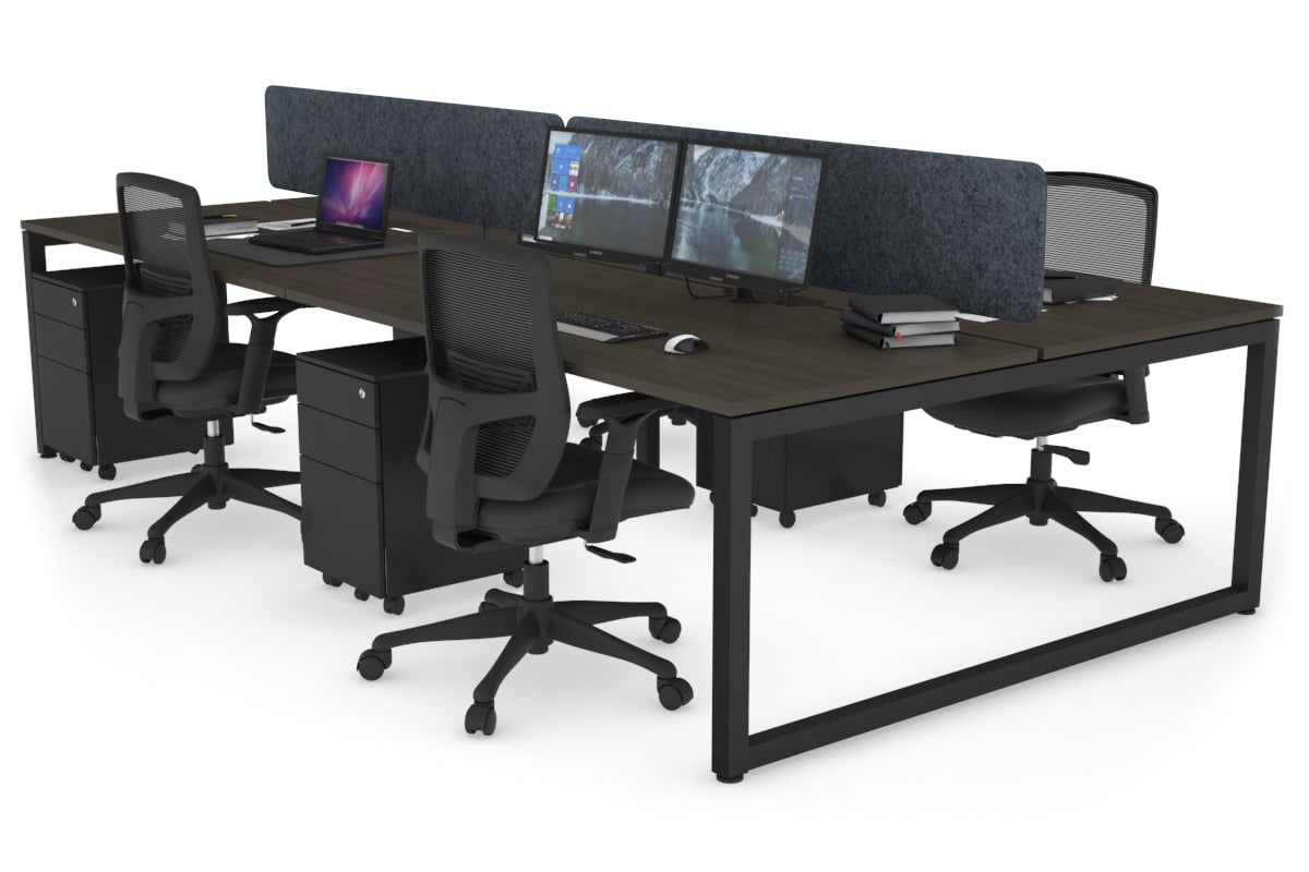 Quadro Loop Legs 4-Person Office Workstation - 1600L x 800W with Cable Management - Modern Collaborative Desk for Team Workspaces & Open Office Environments