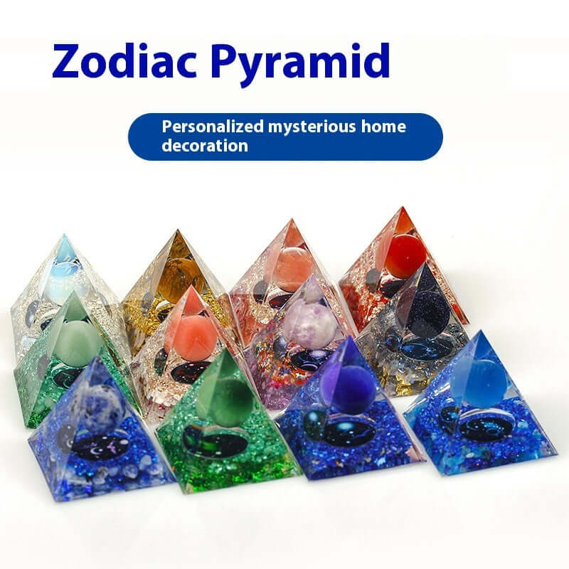 Handmade Zodiac Pyramid Crystal Decor - Feng Shui Home & Office Ornament | Perfect for Meditation, Gift Giving & Spiritual Spaces (A6655)