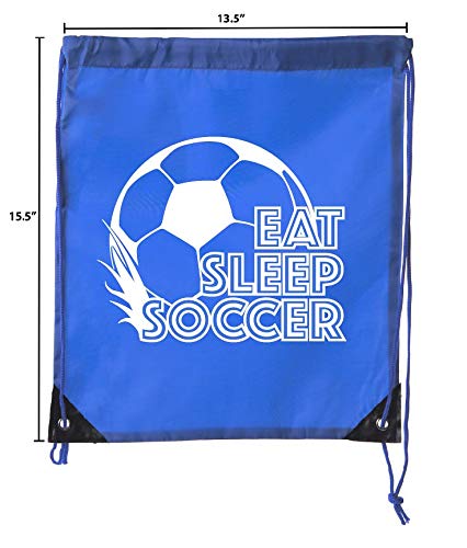Mato & Hash Soccer Party Favors Drawstring Backpacks - 6 Pack Royal Blue | Perfect for Birthday Parties, Team Events, Soccer Gifts & Sports Celebrations | Durable & Stylish Soccer-Themed Backpacks for Kids & Players