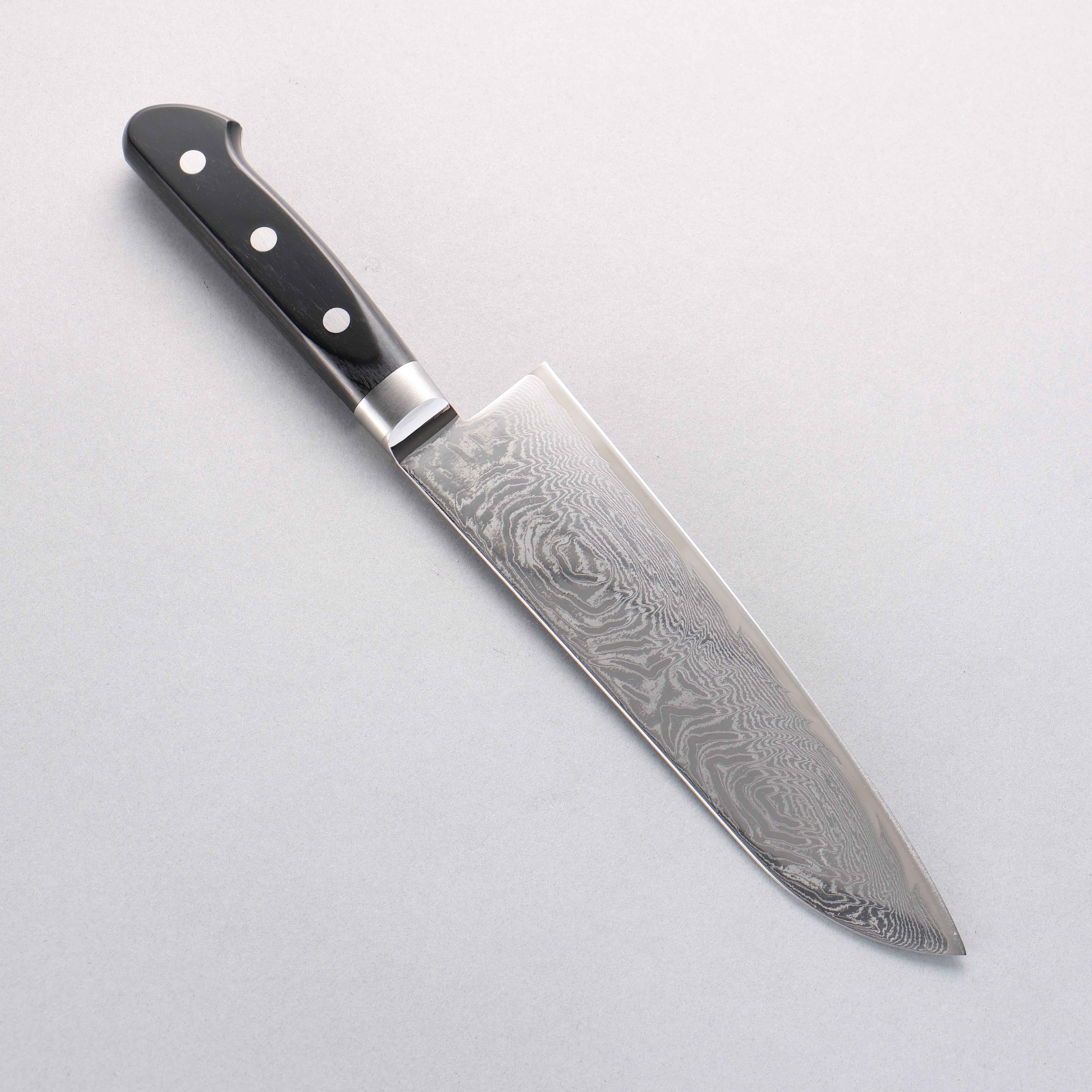 Premium AUS10 Damascus Santoku Knife 180mm - Mirrored Finish, Black Pakkawood Handle - Ideal for Slicing, Dicing & Mincing - Perfect Japanese Kitchen Knife for Chefs & Home Cooks