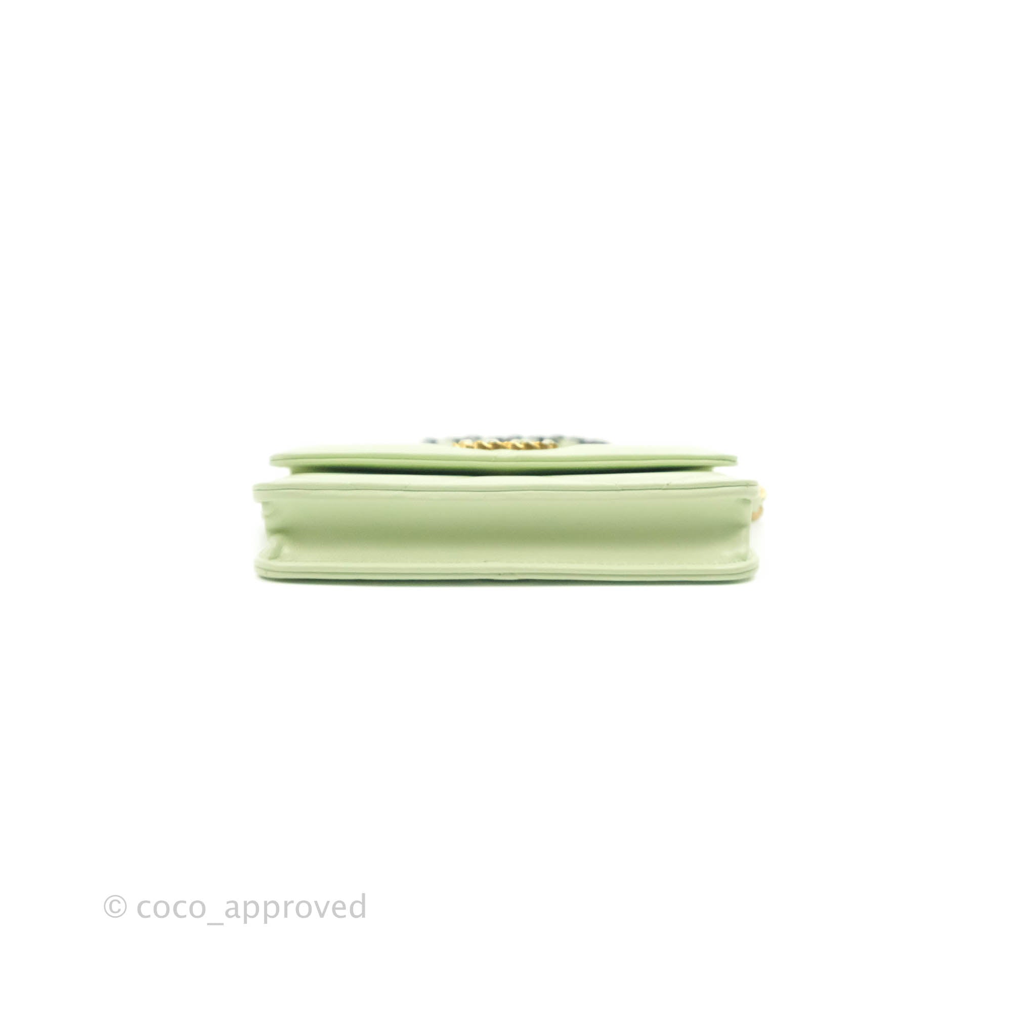 Chanel 19 Mini Clutch with Chain in Light Green Lambskin & Mixed Hardware - 22C Collection | Luxury Crossbody Bag for Women, Perfect for Evening Events & Date Nights