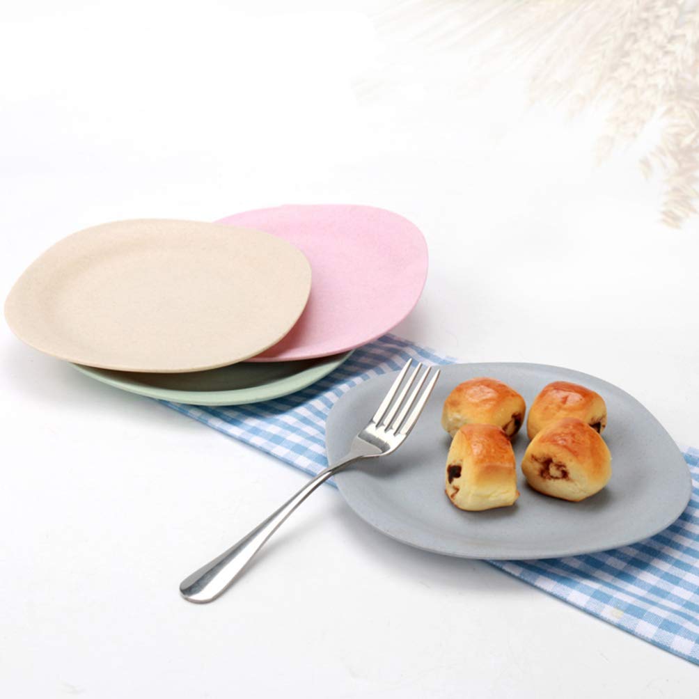 **Hemoton 4-Piece Wheat Straw Snack Plates - Eco-Friendly, Durable & Stylish Small Dishes for Fruits, Snacks, Desserts | Perfect for Parties, Picnics & Daily Use**
