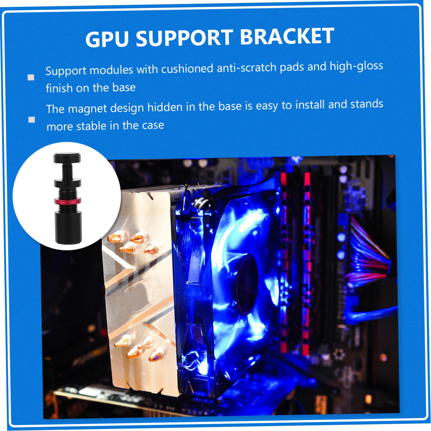 KONTONTY GPU Support Bracket - Heavy Duty Adjustable Metal Graphics Card Holder & Anti-Sag Mounting Stand for PC Gaming Rigs, Workstations, and Mining Rigs (Universal Fit for All GPUs)