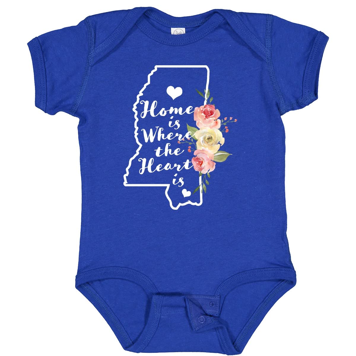 Inktastic Mississippi Home is Where The Heart is Watercolor Baby Bodysuit - Soft Cotton Infant Onesie for Newborns, Boys & Girls - Perfect for Family Photos, Holidays & Everyday Wear