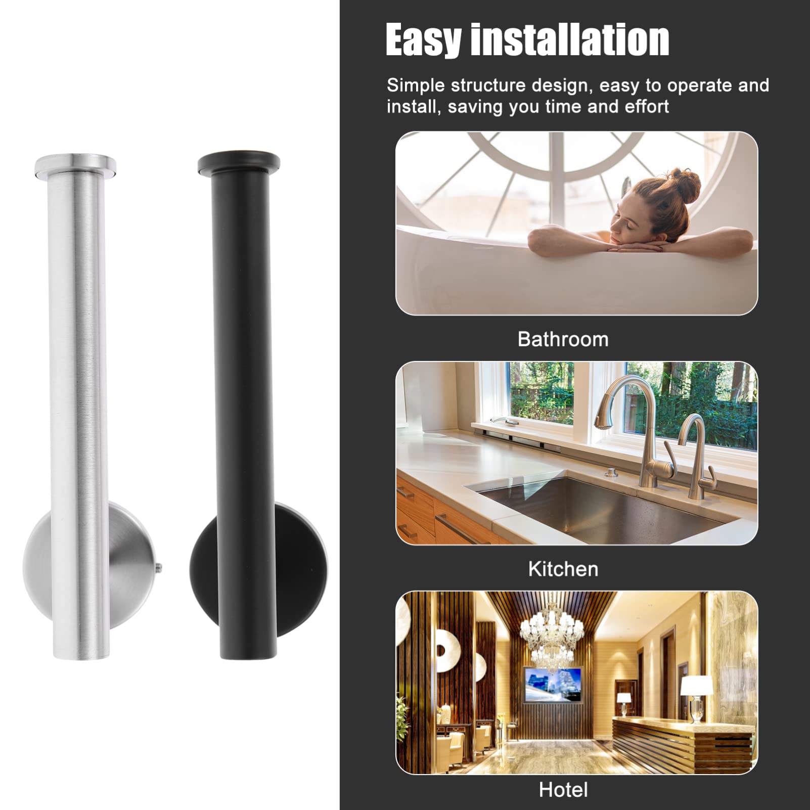 2-Pack Cabilock Wall-Mounted Towel Rack - No Drill Paper Towel Holder & Bath Towel Organizer for Kitchen, Bathroom & Laundry Room Storage