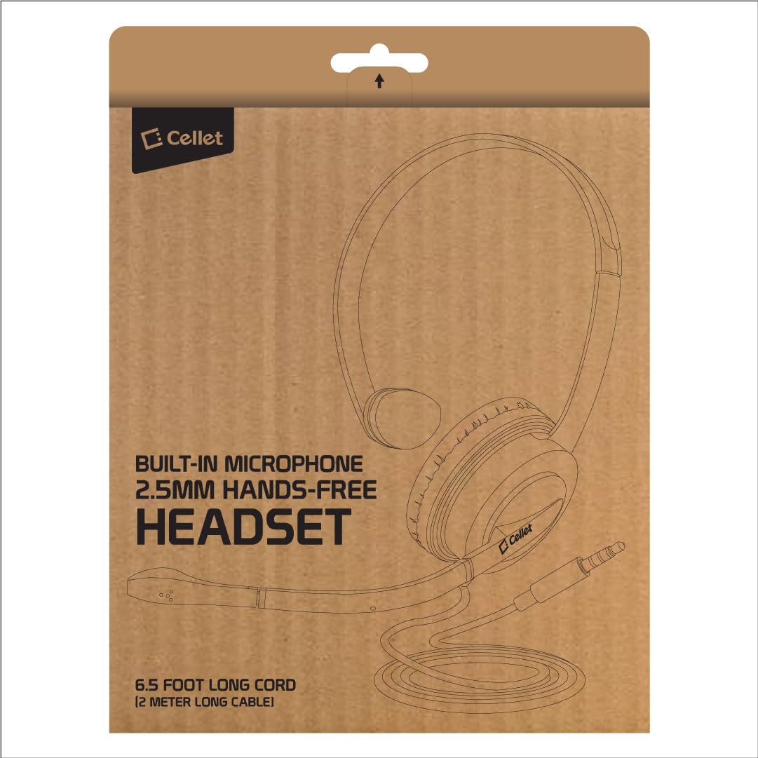Cellet Premium Mono 2.5mm Hands-Free Adjustable Headset with Boom Microphone - Compatible with Landline Phones, Cordless Phones & Office Business Phones (Not for Smartphones) - Ideal for Call Centers, Customer Service & Office Communications