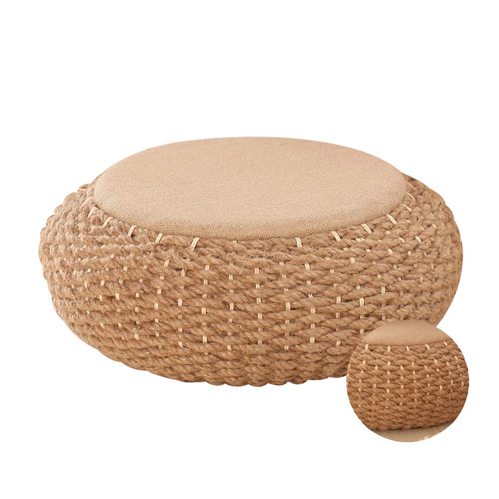 Japanese Style Handcrafted Tatami Seat Cushion - Breathable Round Floor Pillow for Yoga, Meditation & Zen Decor - 19.7x6.7 Inch - Perfect for Home, Office & Tea Ceremonies