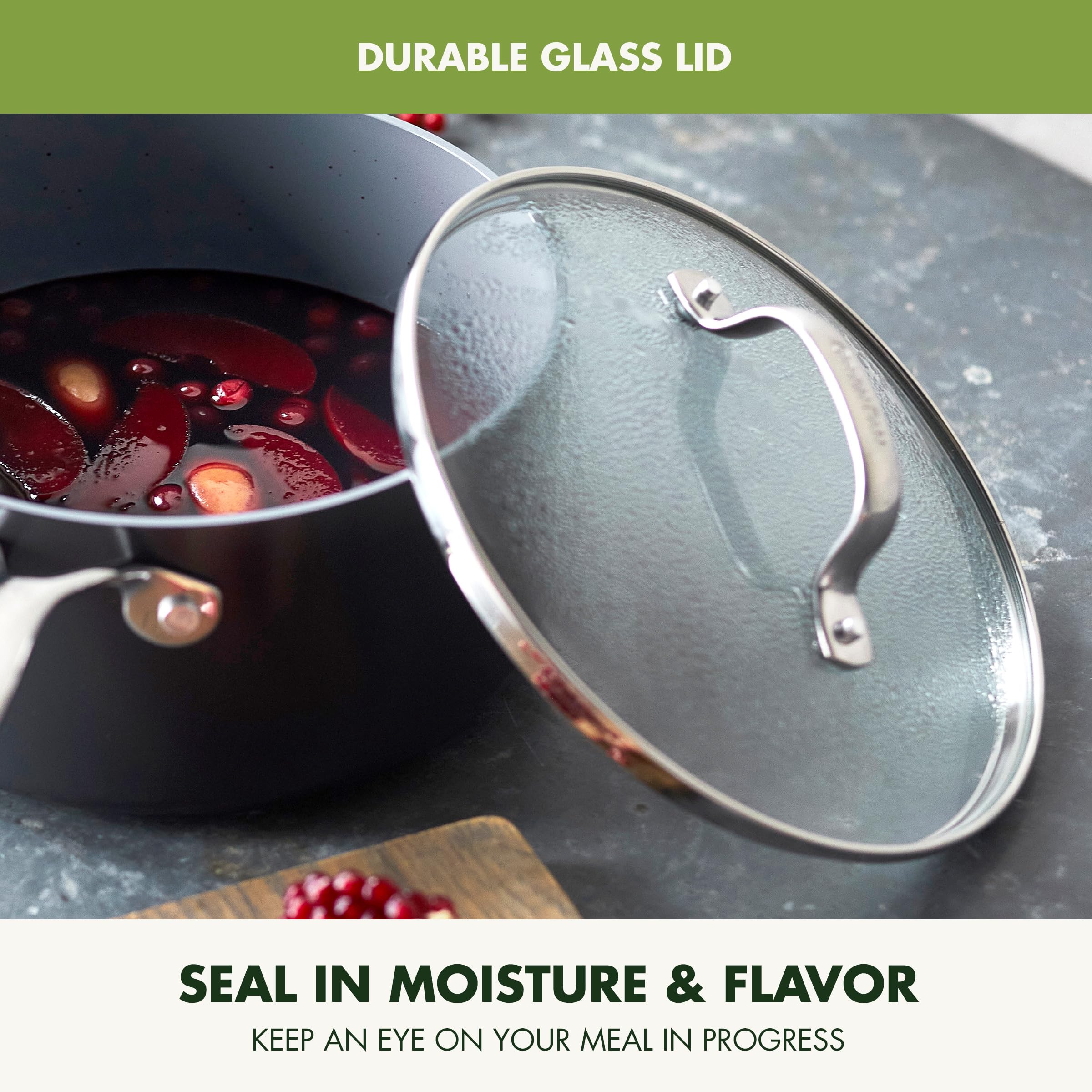 GreenPan Valencia Pro Hard Anodized Healthy Ceramic Nonstick Saucepan Set (1.66QT & 3.3QT) with Lids - PFAS-Free, Induction Compatible, Dishwasher & Oven Safe - Perfect for Cooking, Boiling & Simmering Soups, Sauces and Pasta - Gray