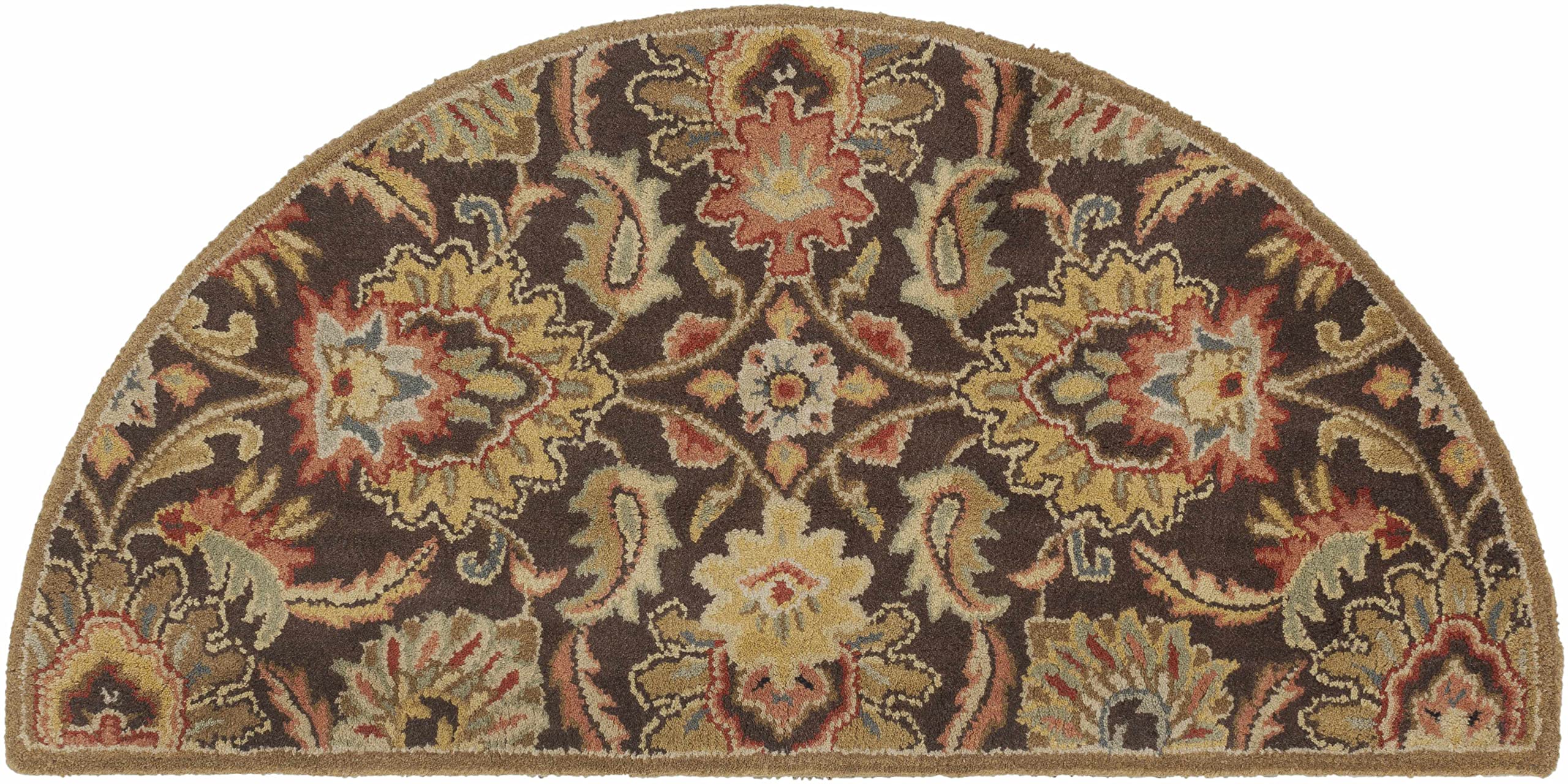 Hauteloom Wrens Wool Area Rug 2' x 3' - Traditional Handmade Living Room & Bedroom Rug in Black, Brown, Red - Soft & Durable for Home Decor, Office, Nursery - Perfect for Cozy Spaces & High Traffic Areas