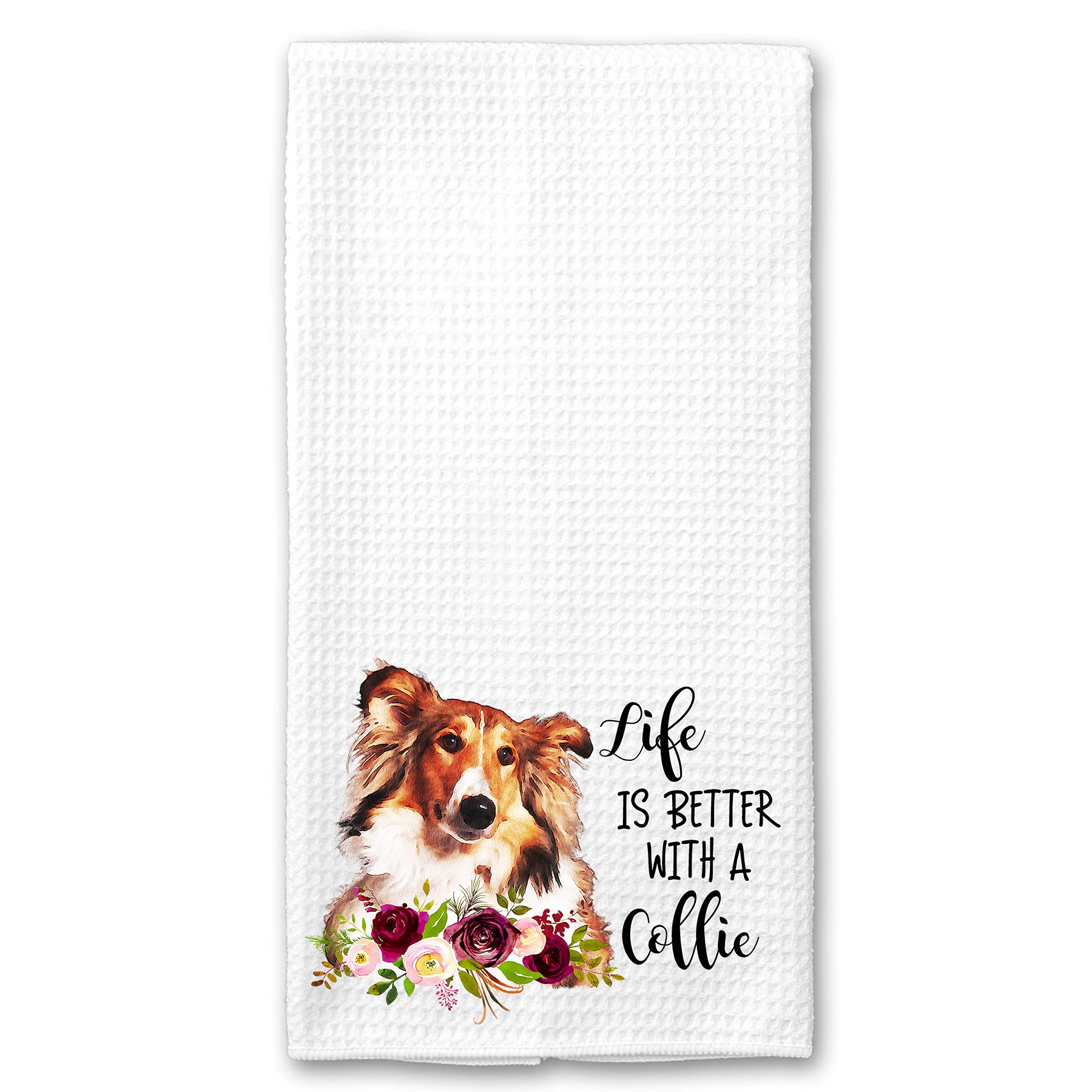 Premium Collie Waffle Microfiber Kitchen Towels - Absorbent & Quick-Drying Dog Themed Tea Towels for Animal Lovers - Perfect for Cooking, Baking & Home Decor Gifts