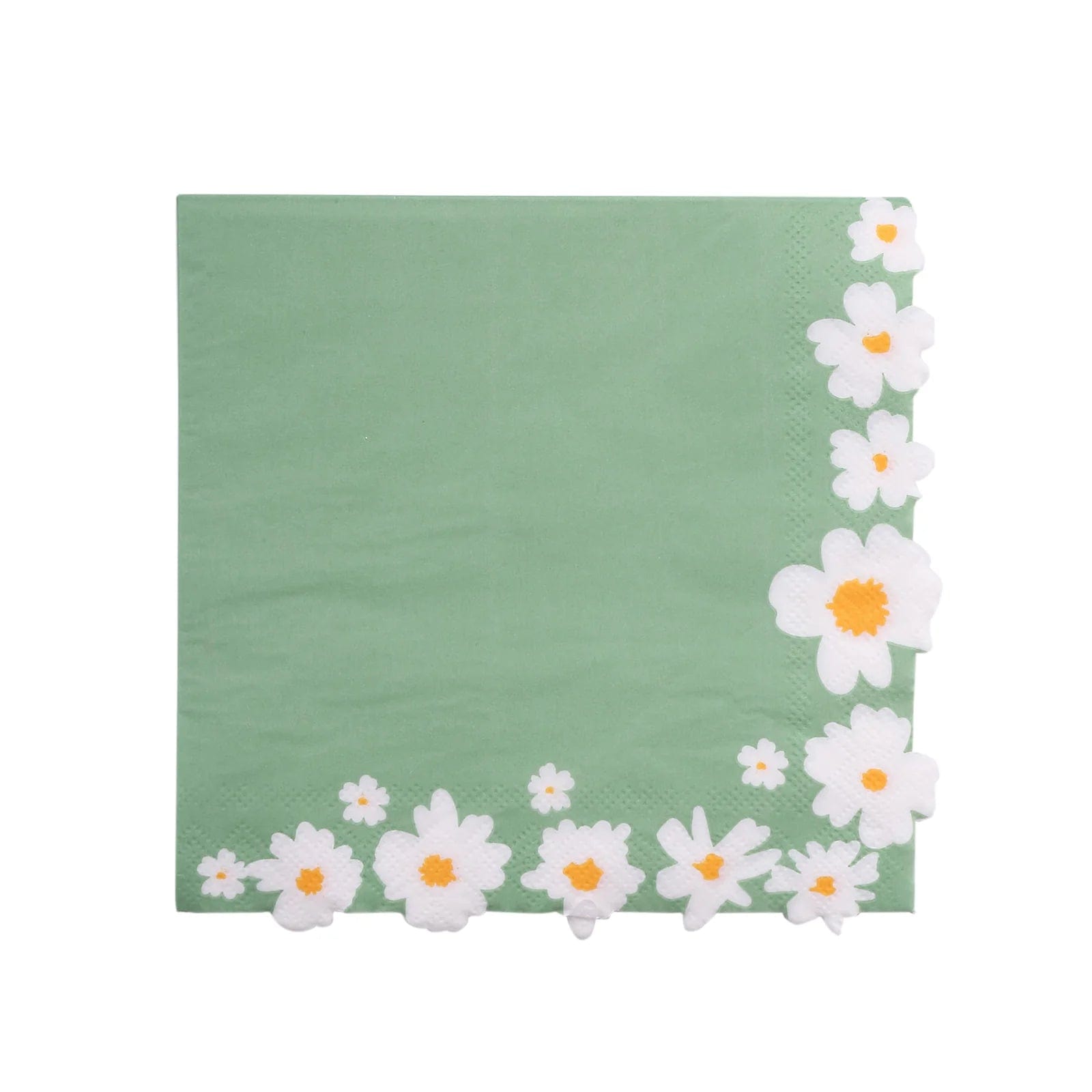 20-Pack Sage Green Disposable 13x13 Daisy Flower Paper Napkins for Dinner Parties, Weddings & Home Decor - Bulk Floral Design Tableware