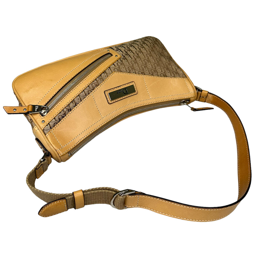 DIOR 2003 Vintage Street Chic Beige Canvas Shoulder Bag - Fashionable Crossbody Purse for Women, Perfect for Daily Use, Travel & Casual Outings
