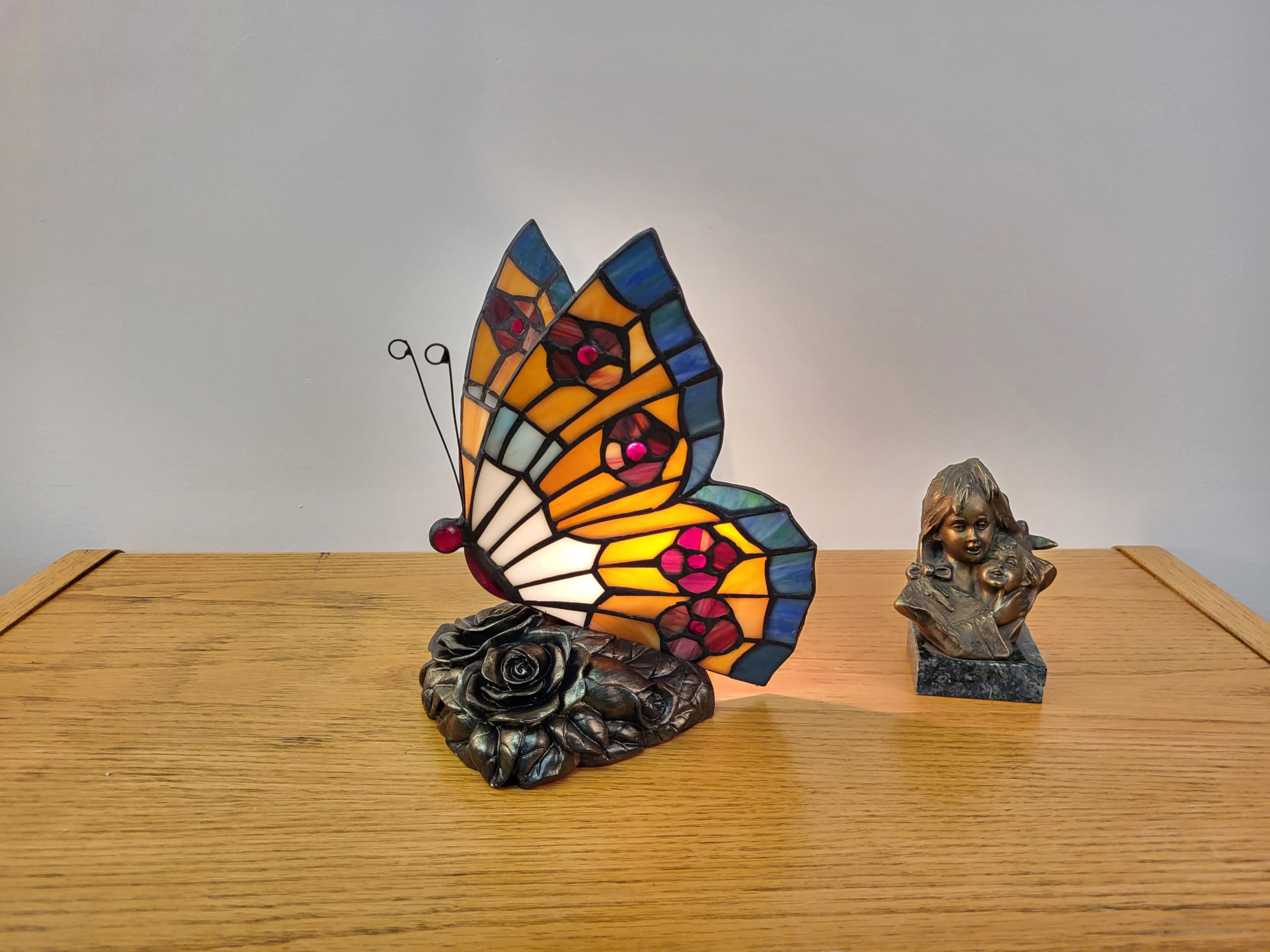 TB03 97 Glass Cuts Tiffany Night Light - 7 x 9 Inches Stained Glass Table Lamp for Bedroom, Living Room, Nursery Decor