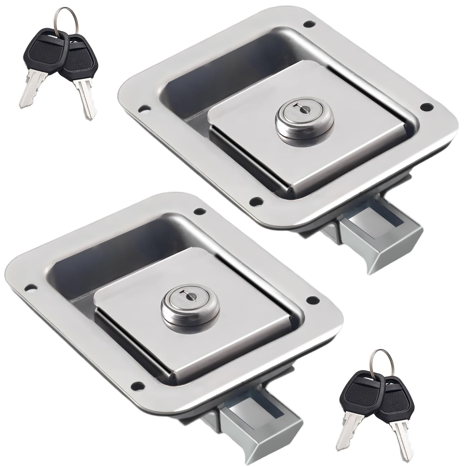 Stainless Steel Truck Tool Box Latch & Trailer Paddle Lock - 2 Pack Flush Mount Handle with Keys for Truck, Trailer, RV, Yacht, ATV, UTV | Secure Storage Solution for Outdoor Adventures & Vehicle Maintenance