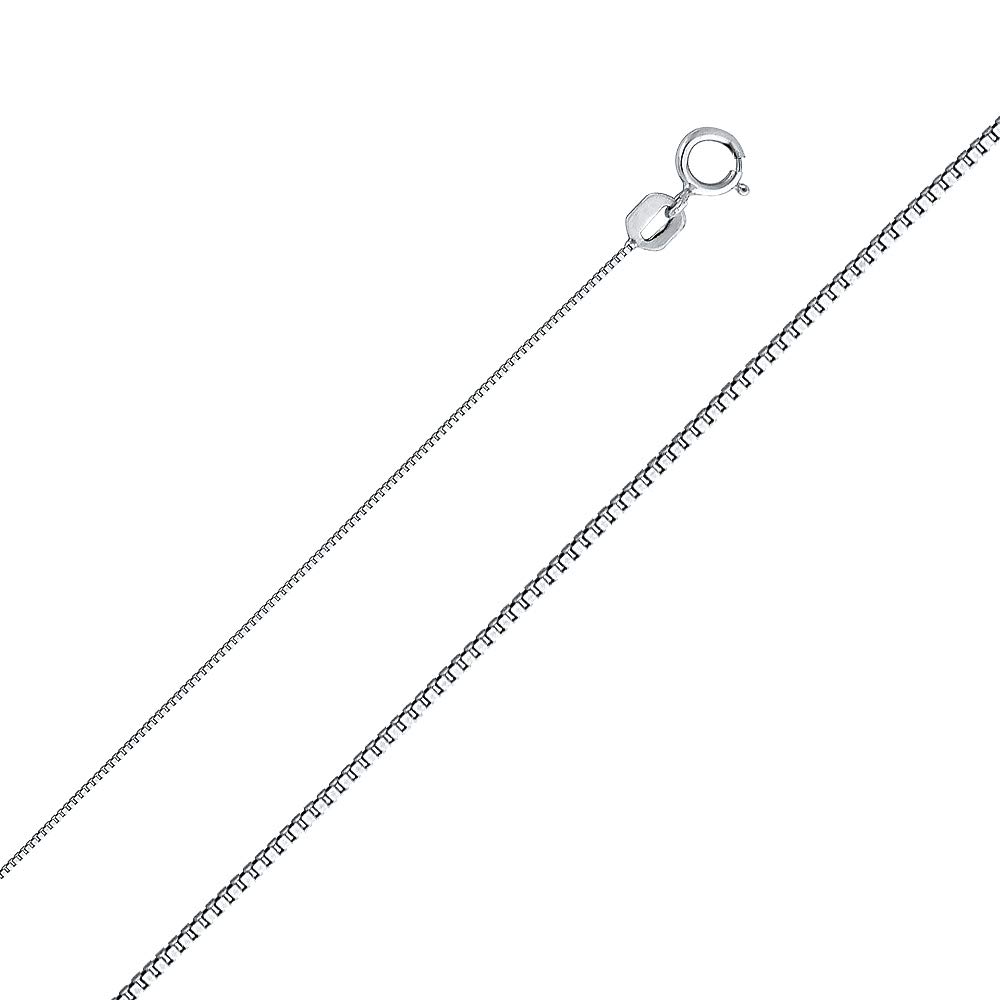 14K White Gold 0.5mm Box Chain Necklace for Women - Elegant Fine Jewelry Gift - Available in 16
