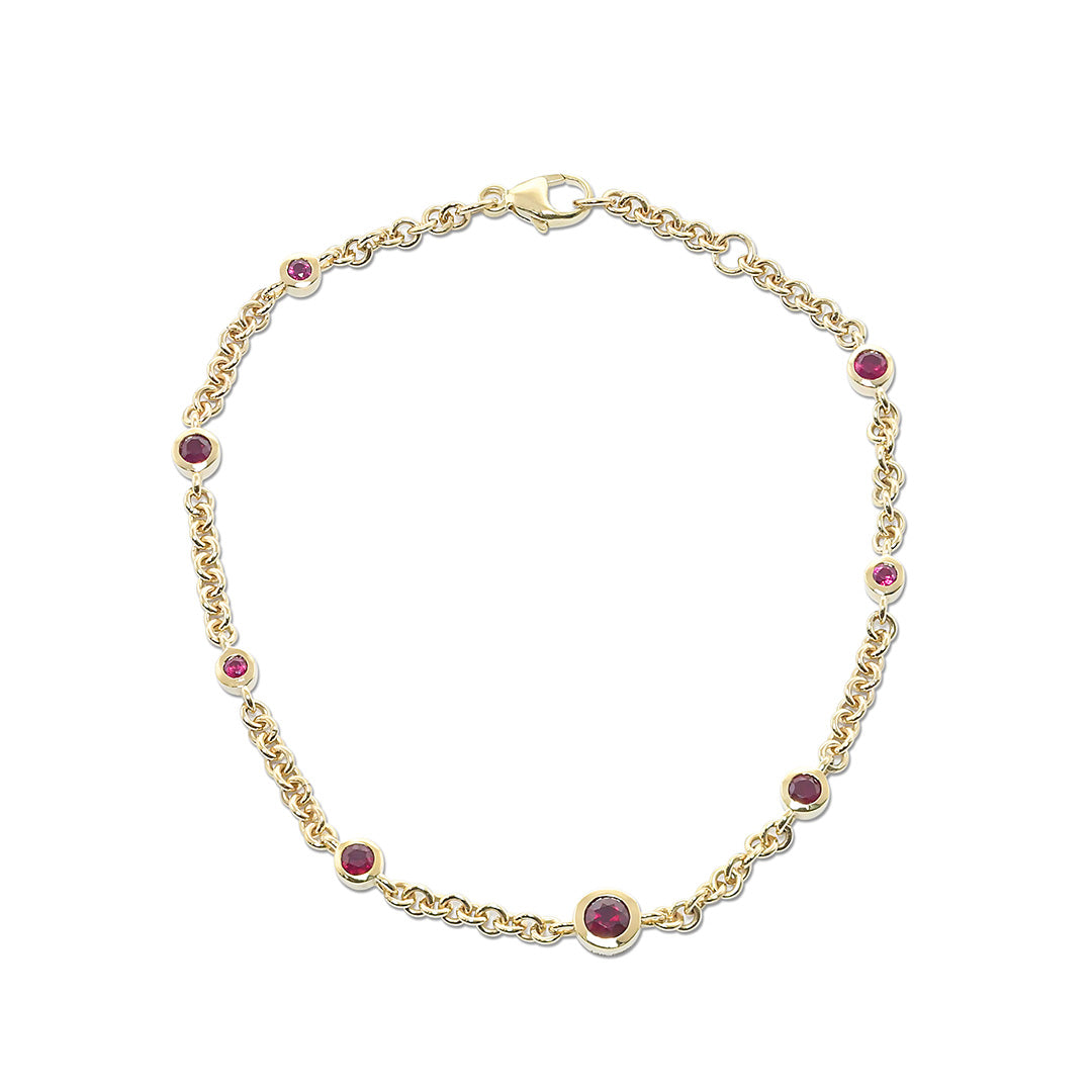 Elegant Graduated Ruby Round Link Bracelet for Women | Perfect for Weddings, Parties & Special Occasions | Dainty & Stylish Jewelry Gift