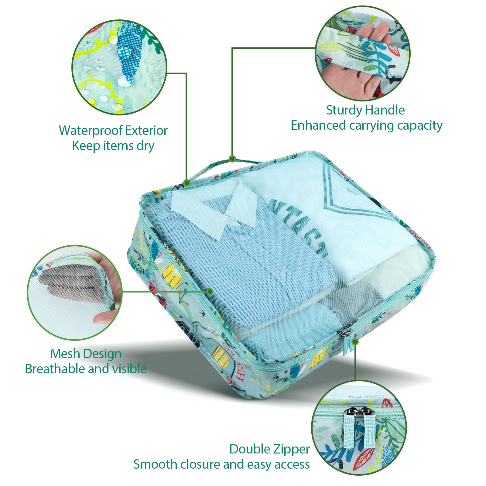 8-Piece Travel Packing Cubes Set - Lightweight Luggage Organizers for Suitcases, Kids & Adults | Perfect for Women's & Girls' Travel Essentials | Ideal for Business Trips, Vacations & Weekend Getaways